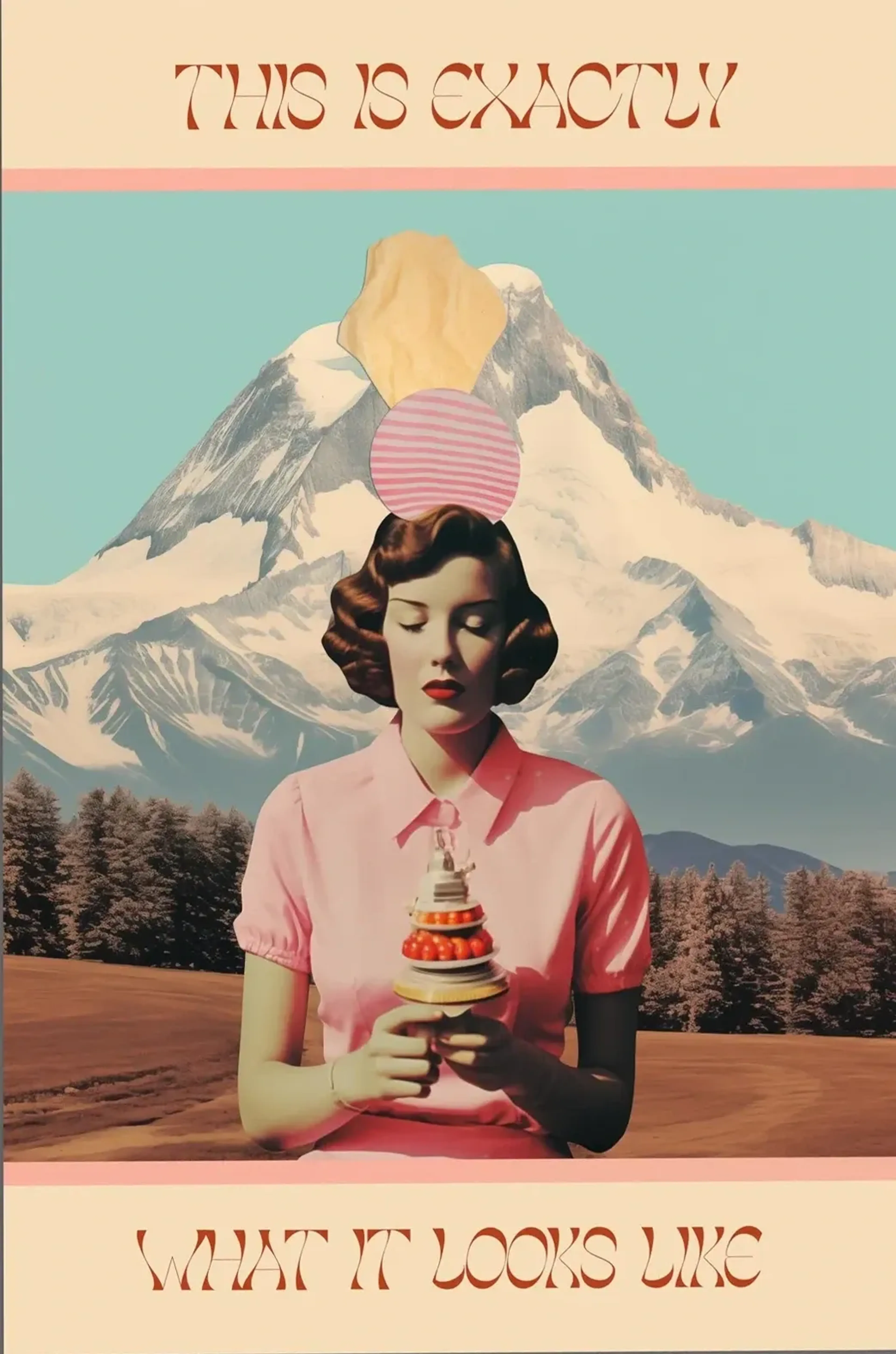 Frau mit Dessert – Motiv als Wandbild auf Holz