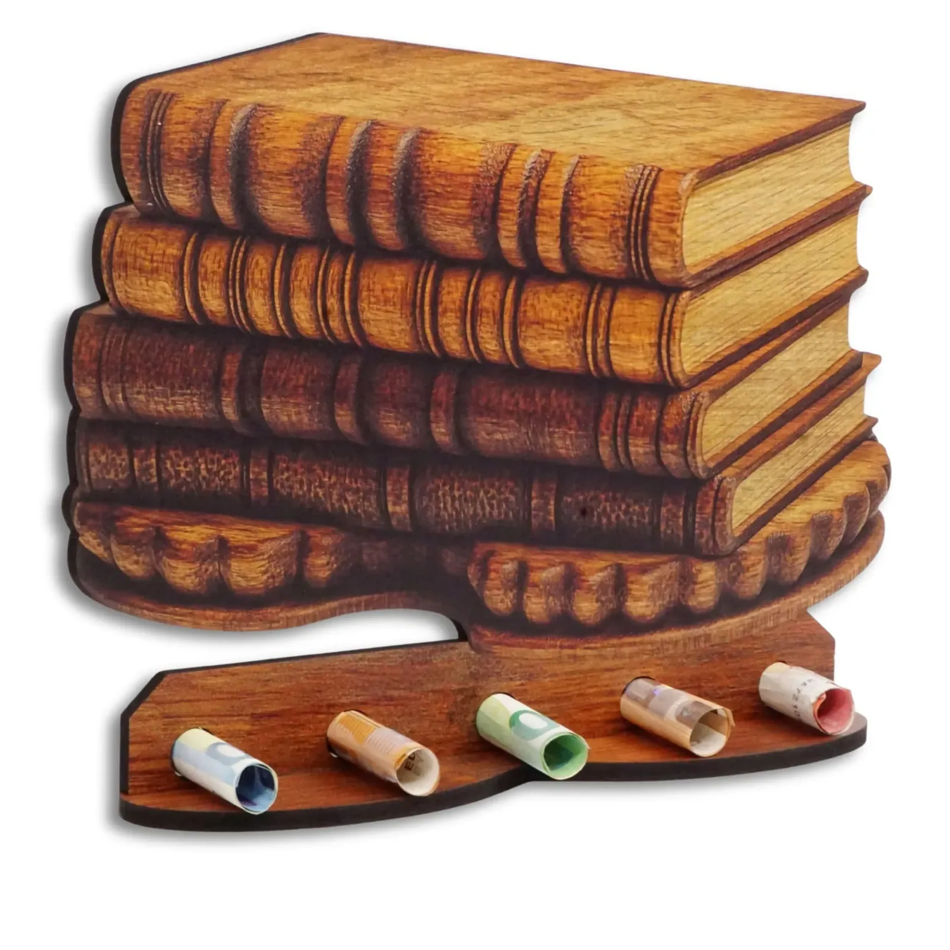 Geldgeschenk „Bücher“ in Holzoptik
