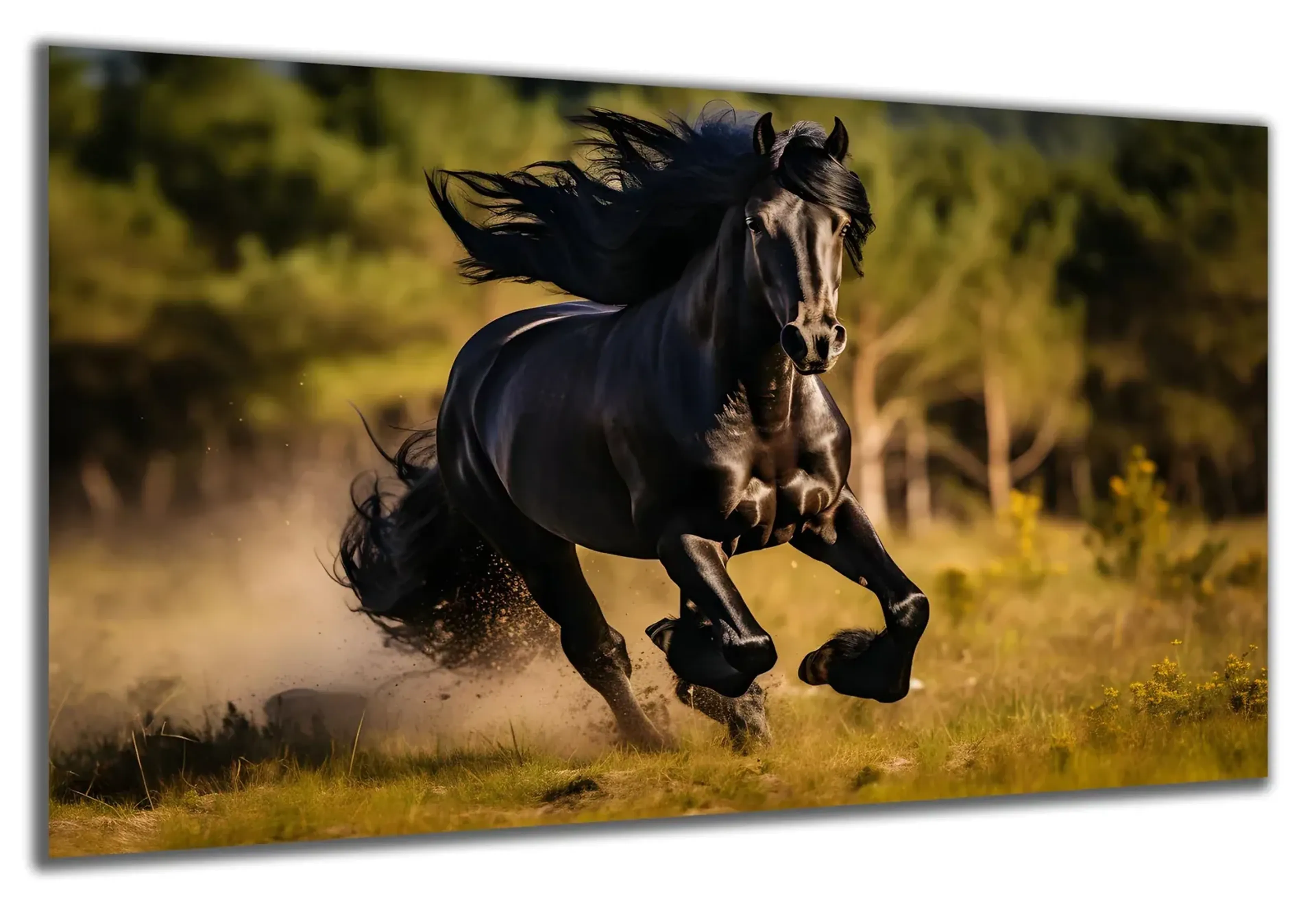 Schwarzes Pferd im Galopp – Ansicht 5