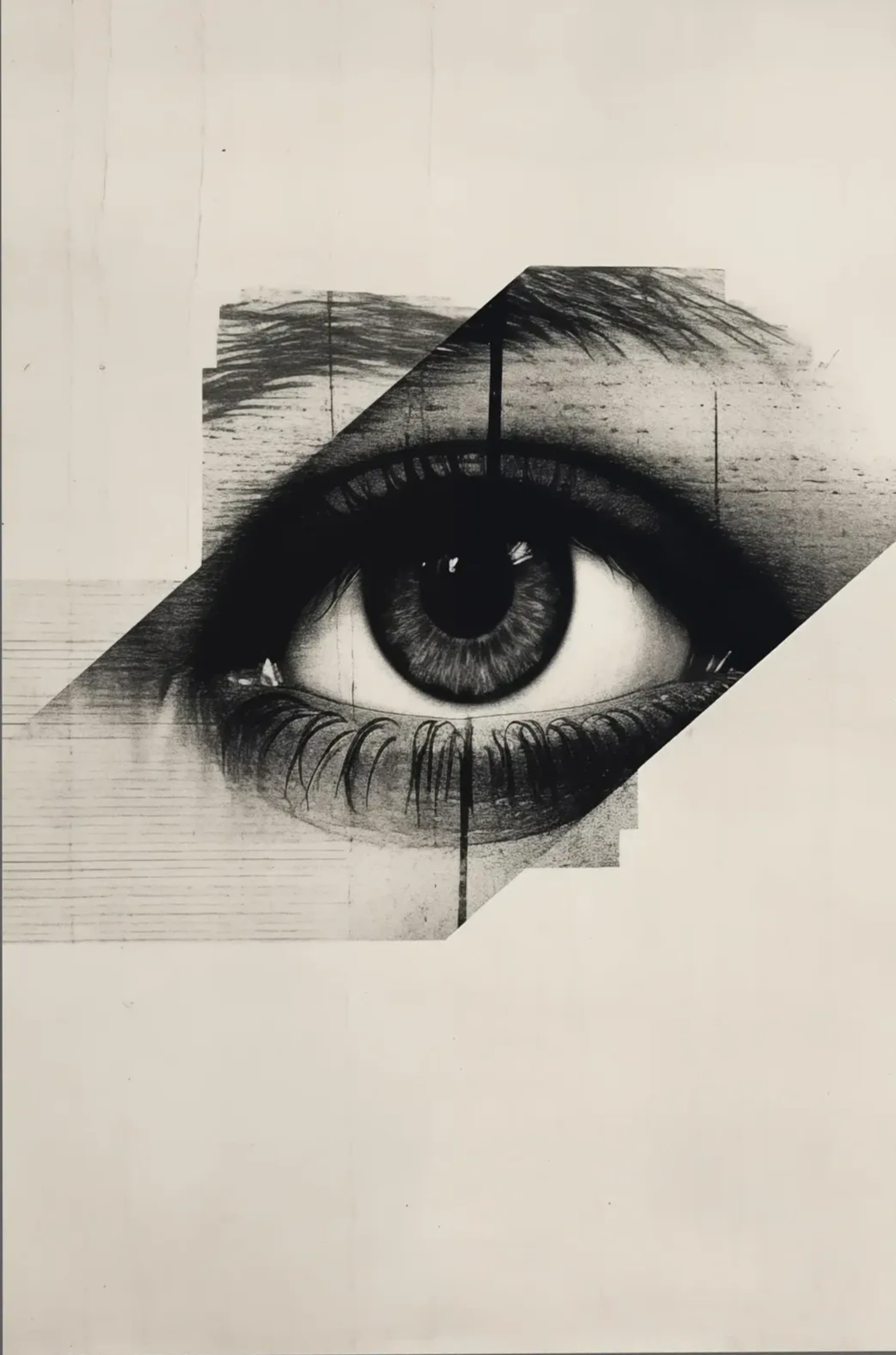 Auge in Fragmenten – Motiv als Wandbild auf Holz