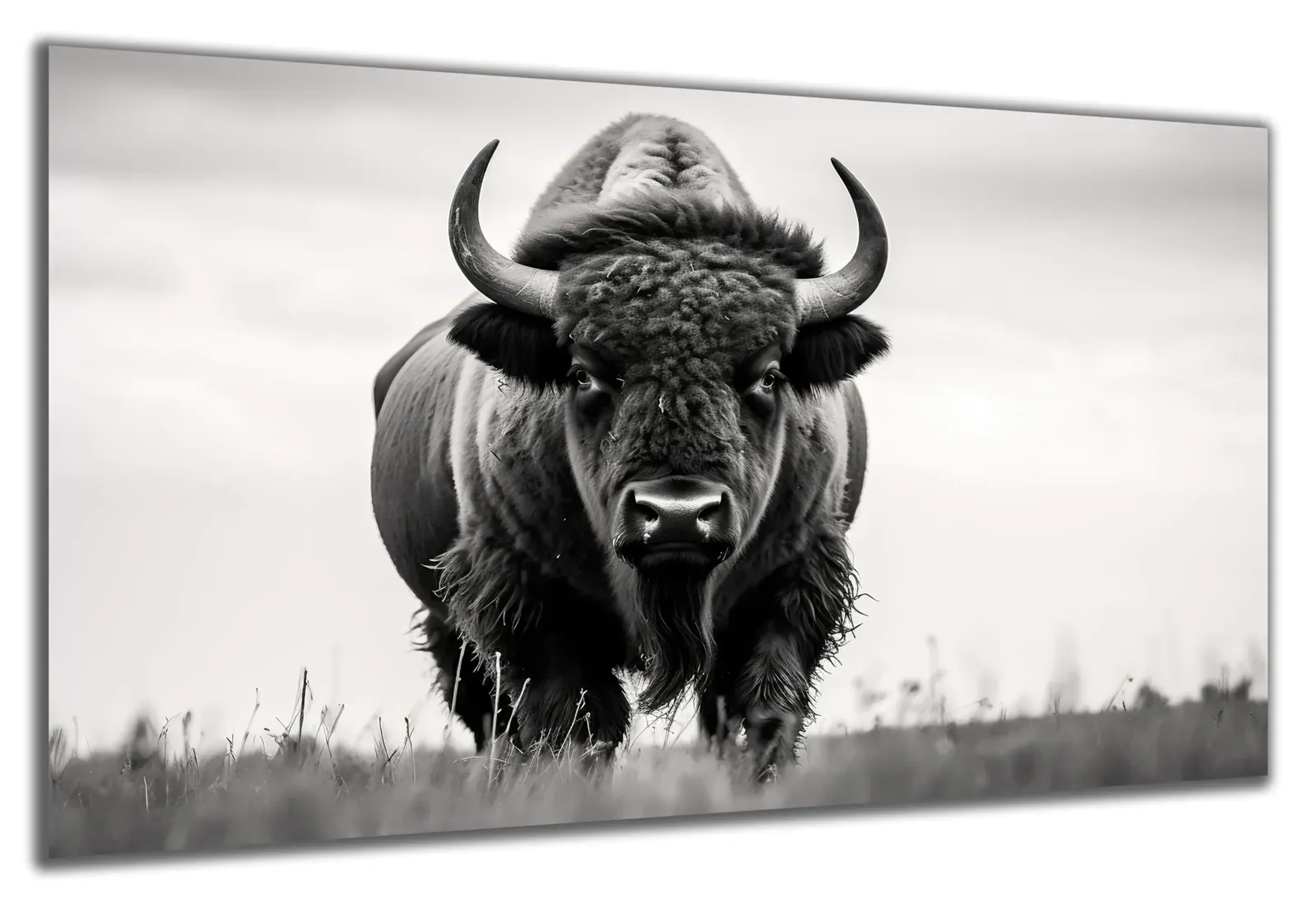 Bison frontal in Schwarz-Weiß – Ansicht 5