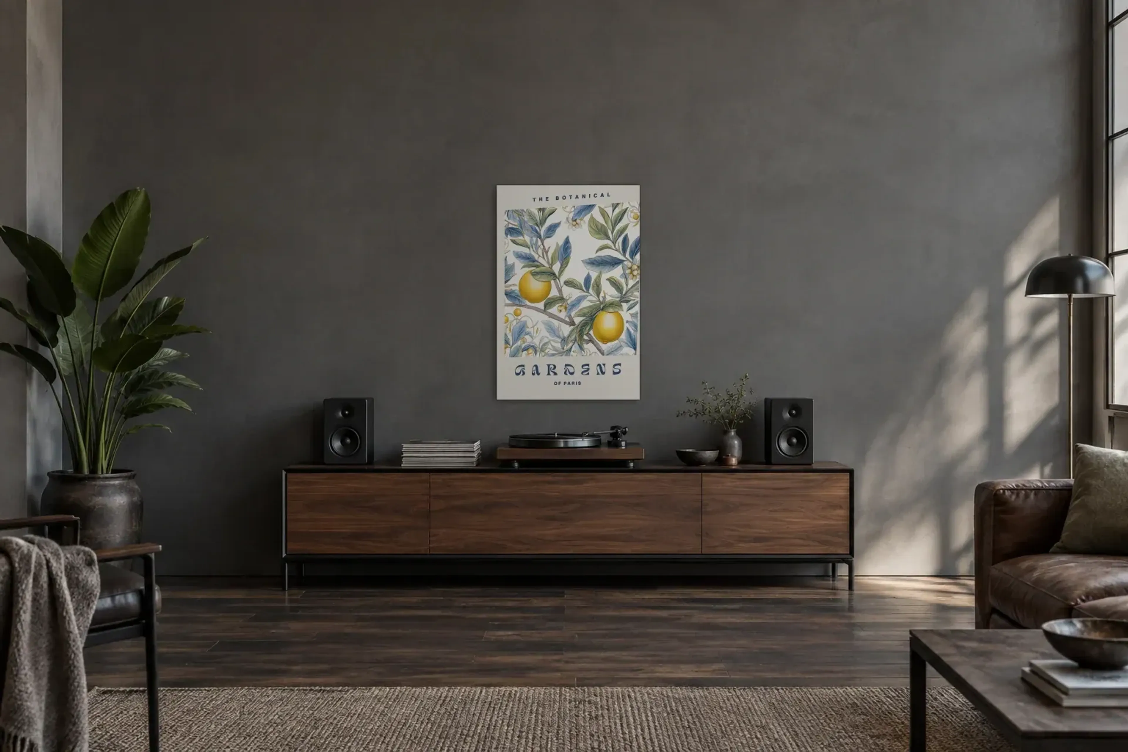 Gärten von Paris als Wandbild über einem 200-cm-Sideboard