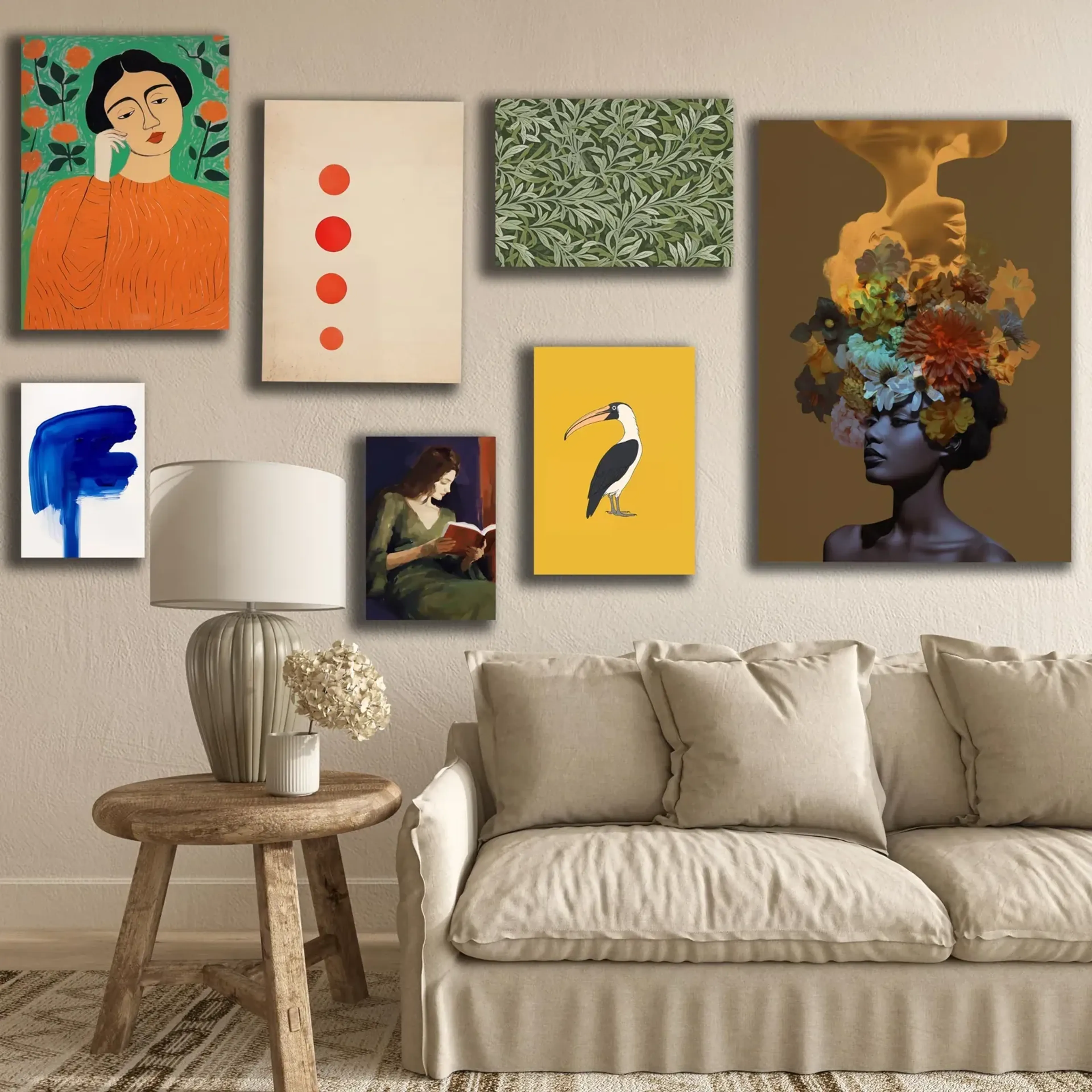 Bildergalerie über dem Sofa