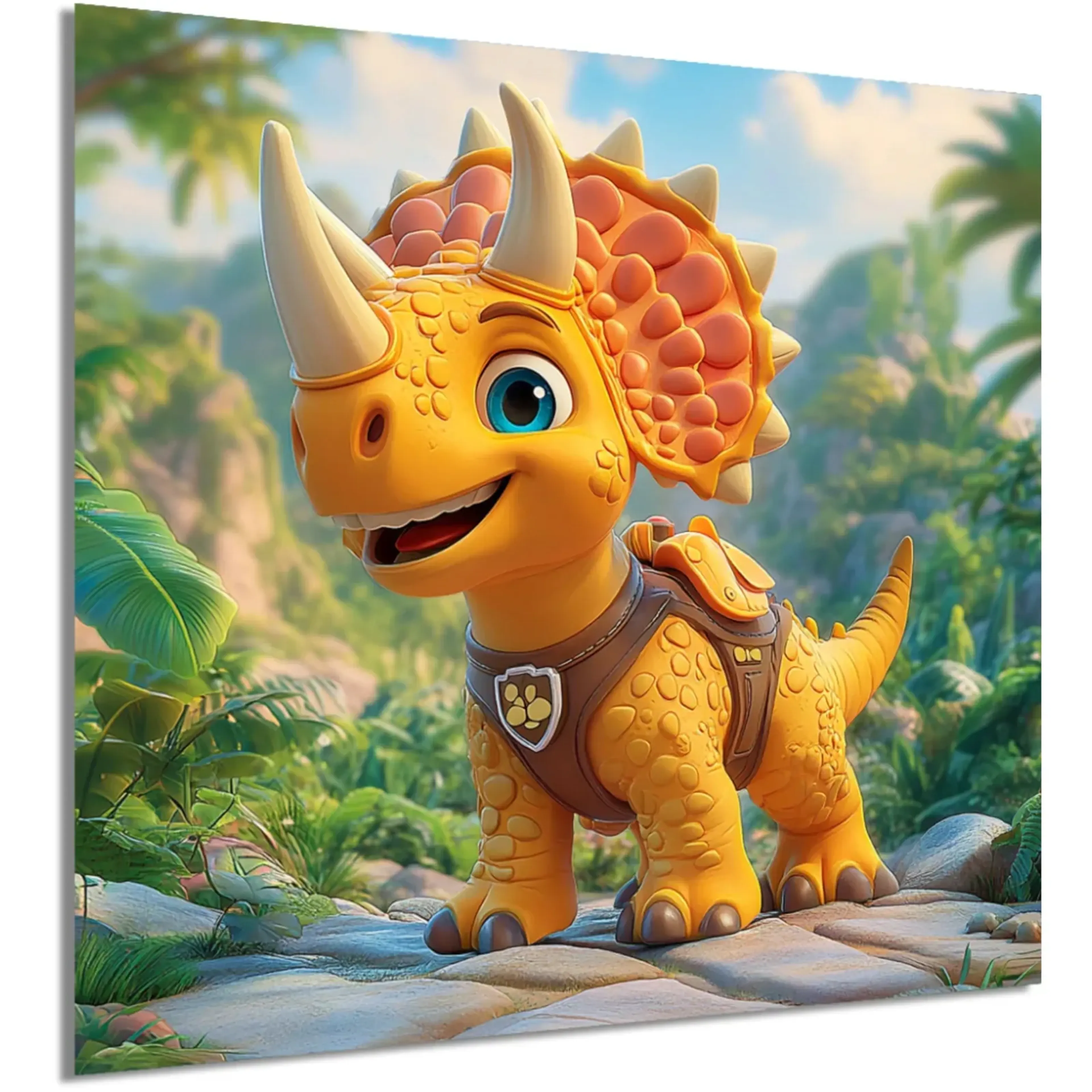 Goldgelber Dino mit Hörnern – Ansicht 5