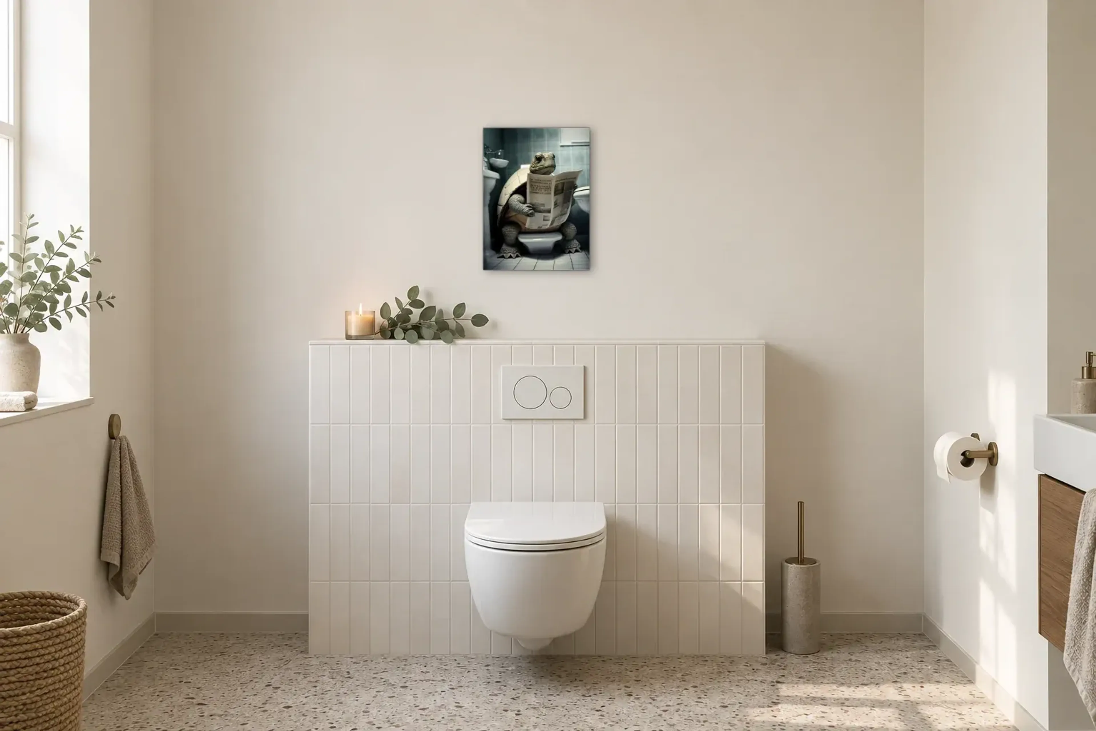 Schildkröte als Wandbild im Gäste-WC