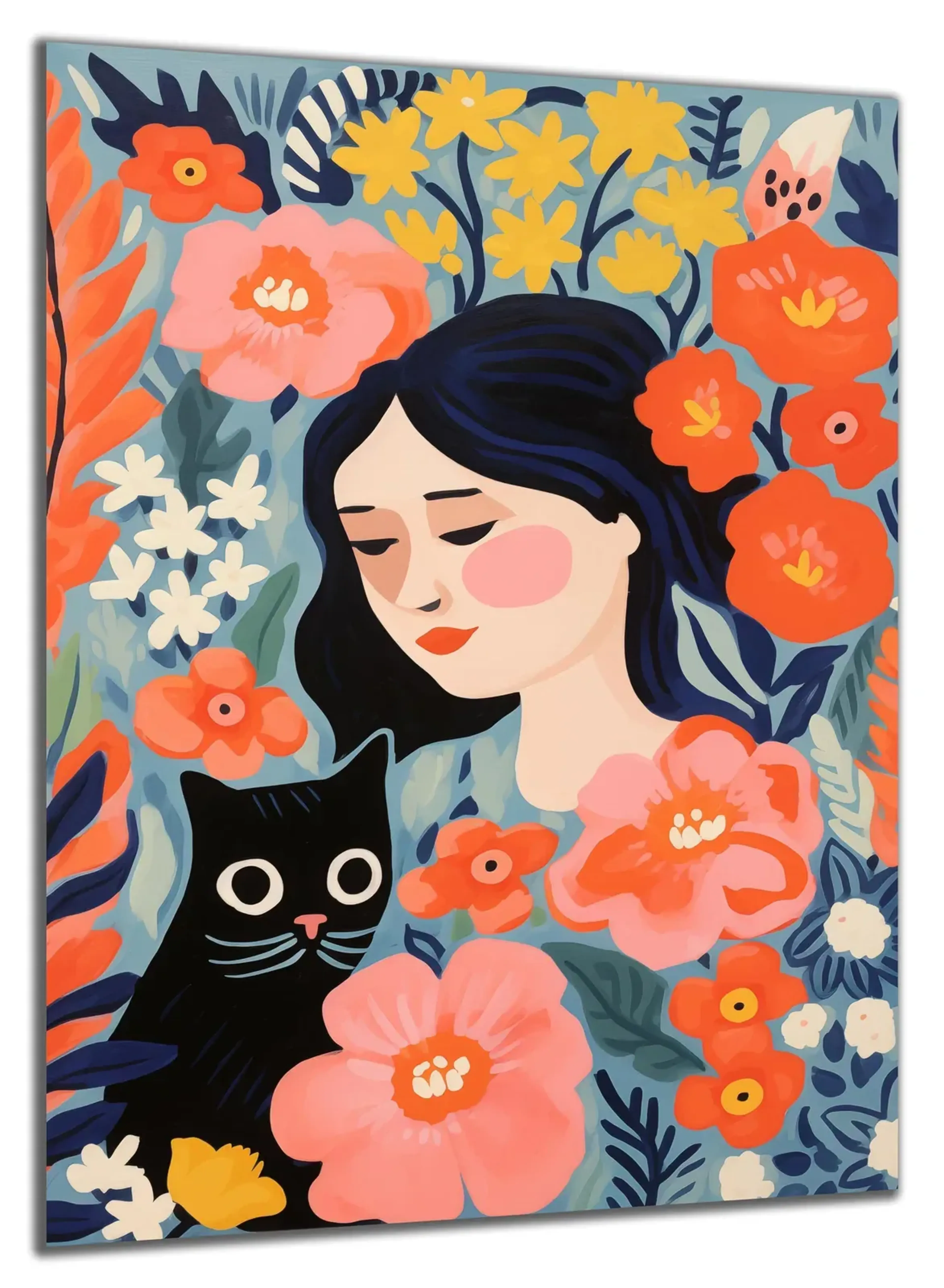 Frau mit Katze und Blüten – Ansicht 5