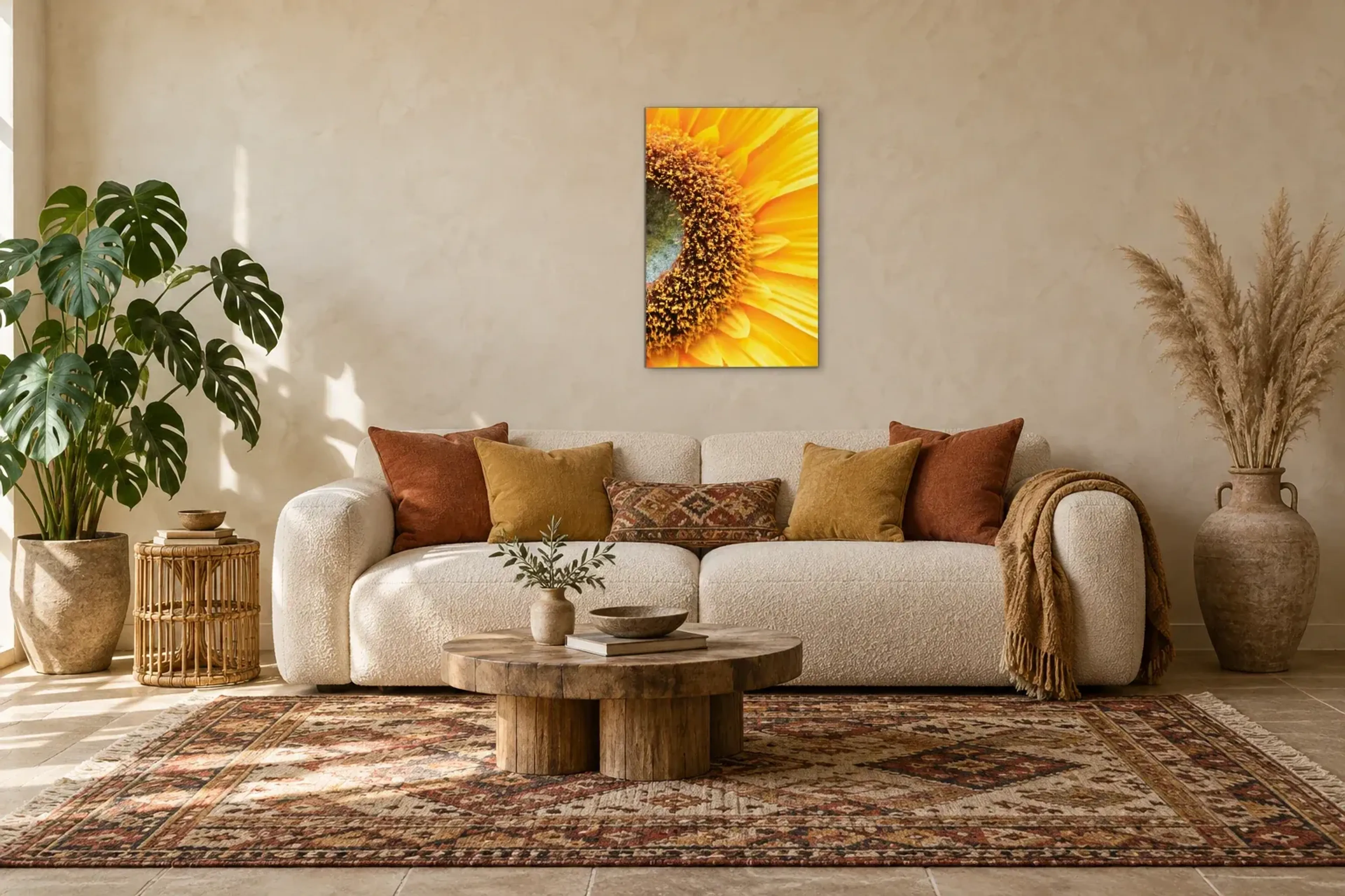 Nahaufnahme Sonnenblume aus der Kollektion Sonnengelb im Raum