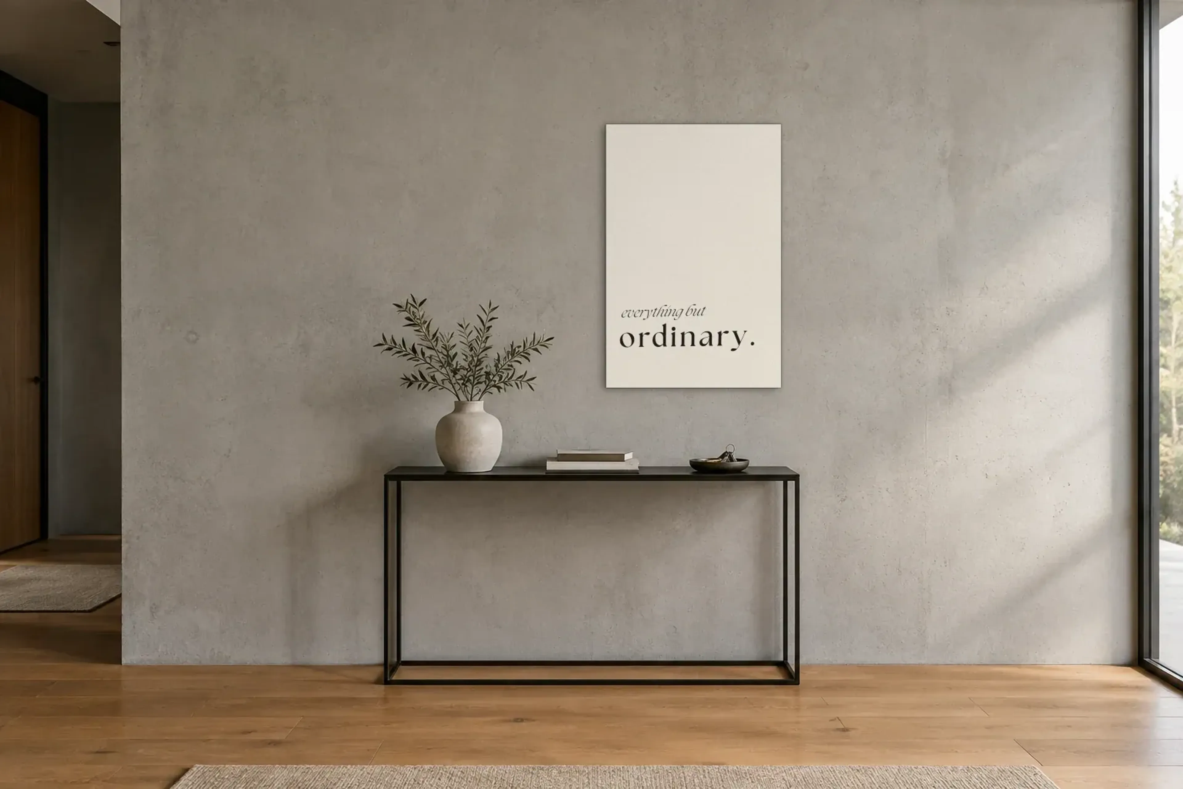Everything but Ordinary als Wandbild über einer 120-cm-Konsole