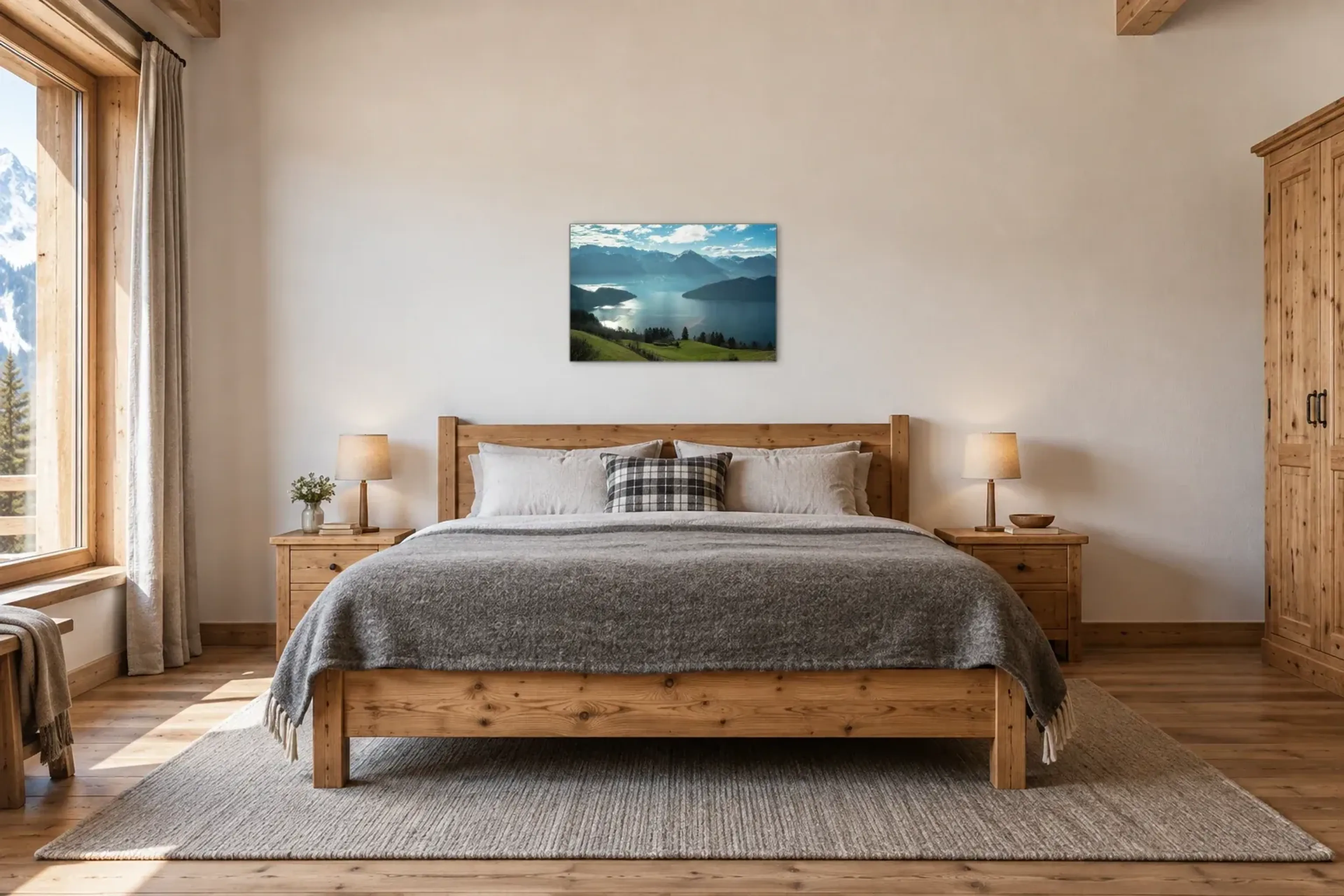 See von oben als Wandbild über einem 180-cm-Bett