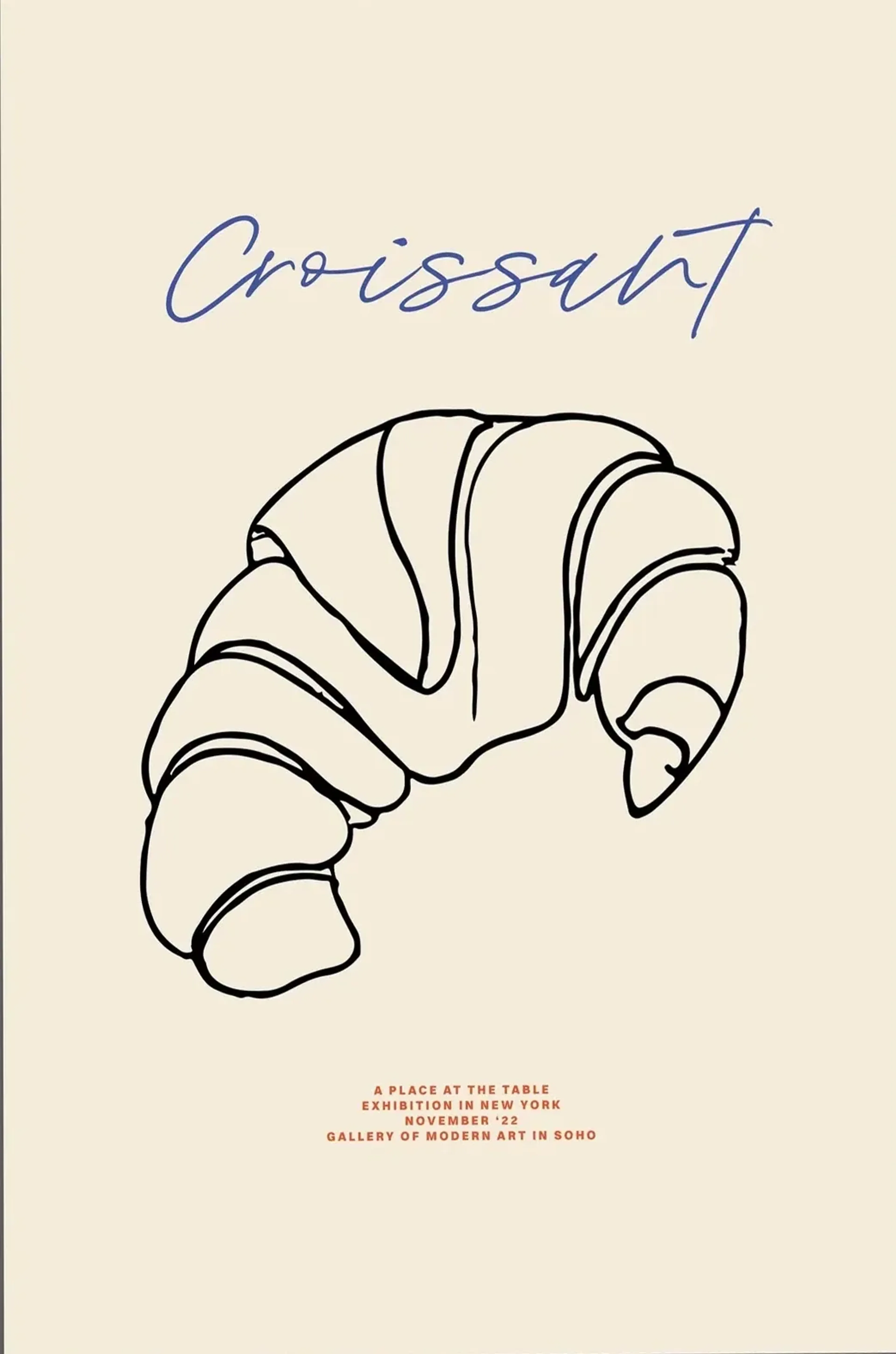 Croissant auf Creme – Motiv als Wandbild auf Holz