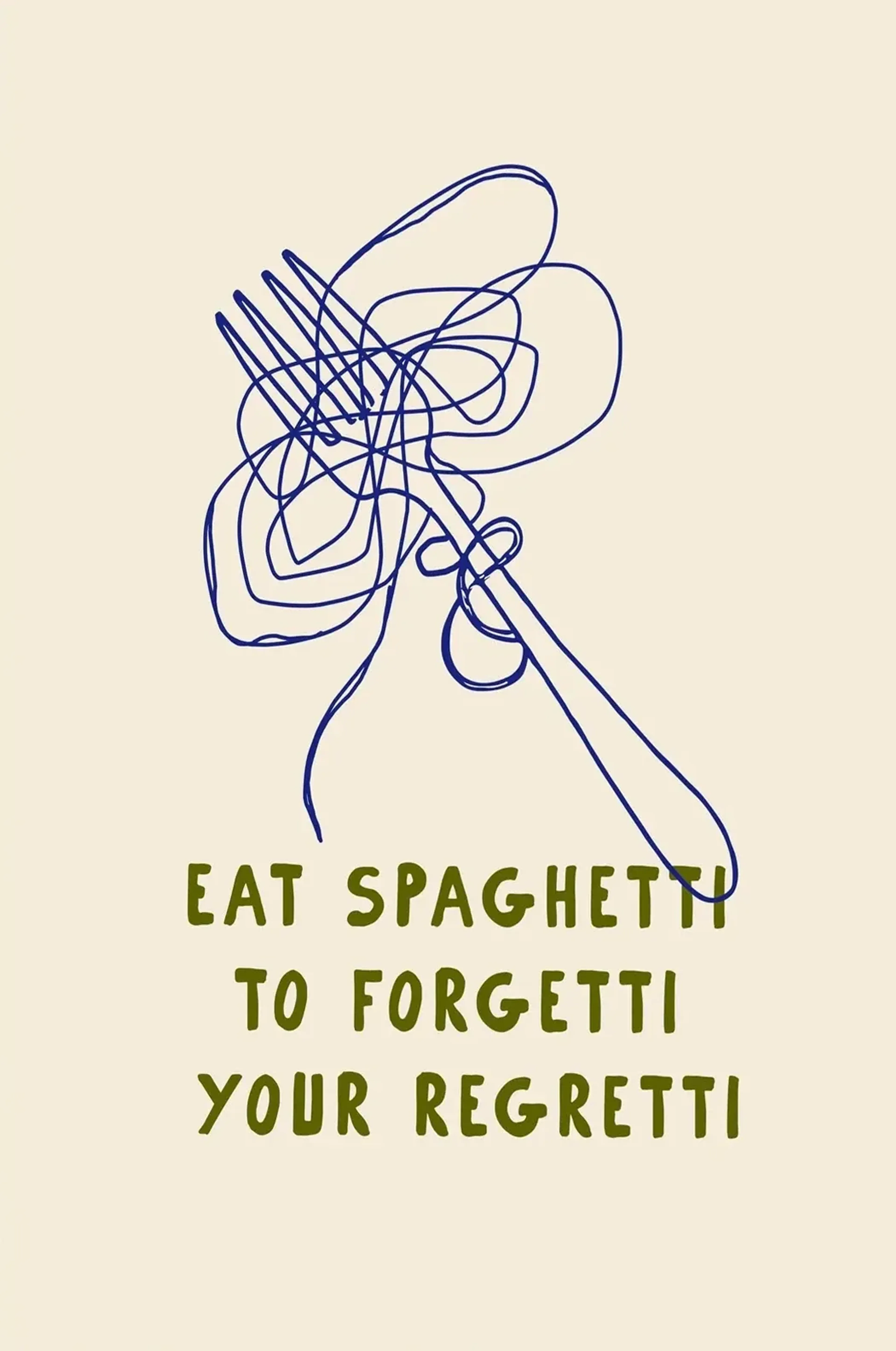 Spaghetti mit Wortwitz – Motiv als Wandbild auf Holz