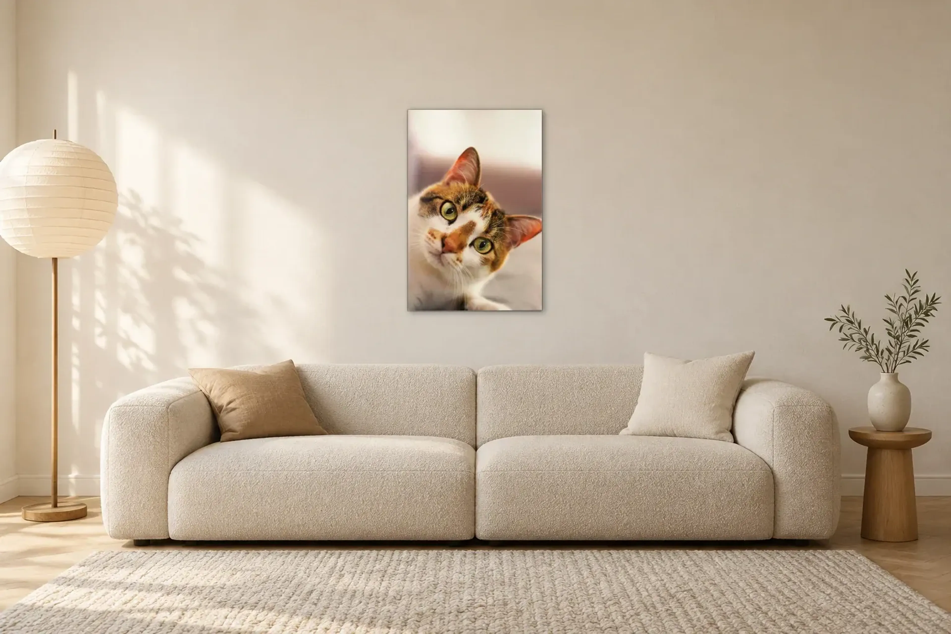 Katze mit schiefem Kopf aus der Kollektion Katzen im Raum