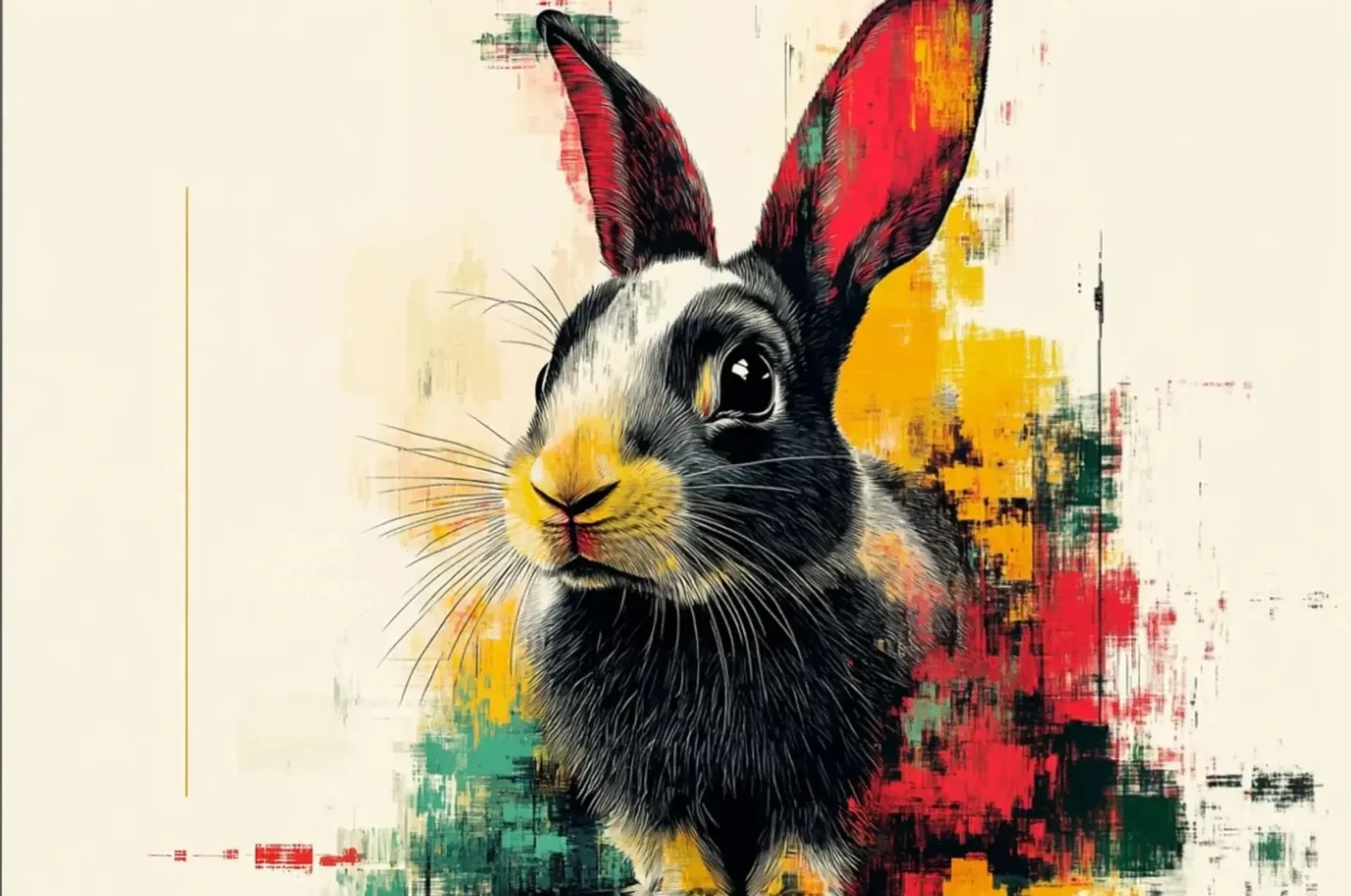Hase auf Creme – Motiv als Wandbild auf Holz