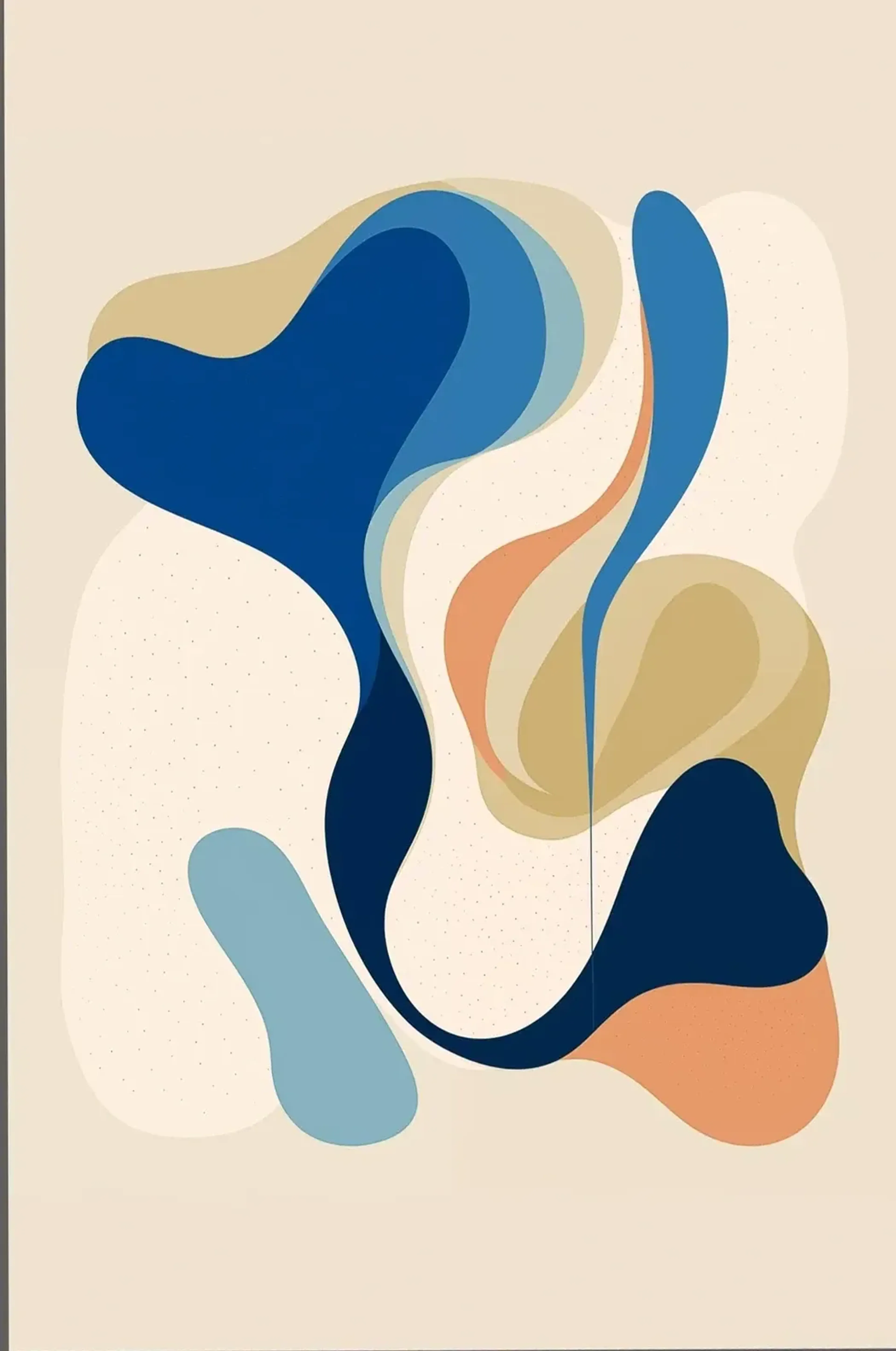 Blaue Bögen auf Creme – Motiv als Wandbild auf Holz