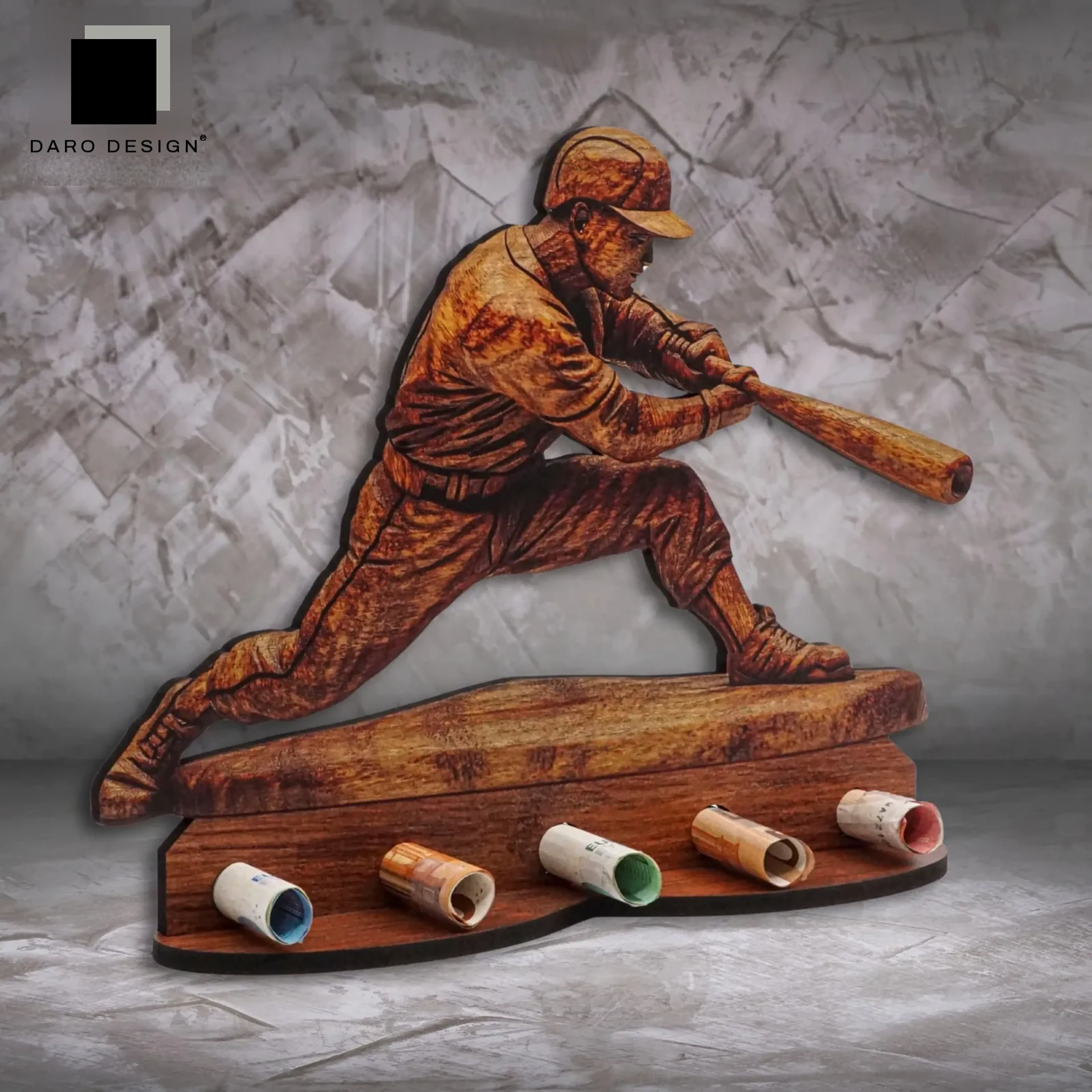 Geldgeschenk „Baseball“ in Holzoptik – Ansicht 3