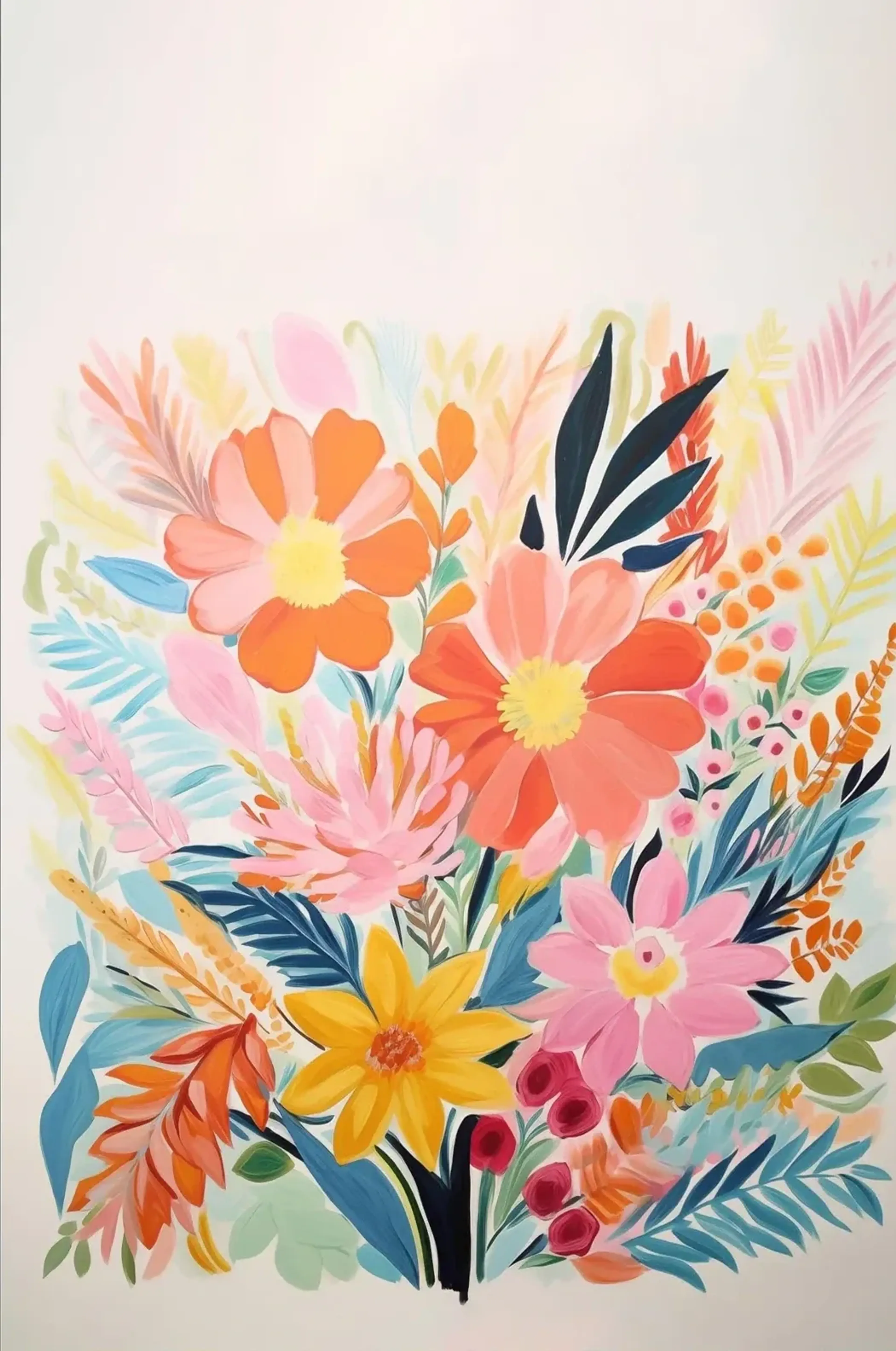 Blüten in Sommerfarben – Motiv als Wandbild auf Holz