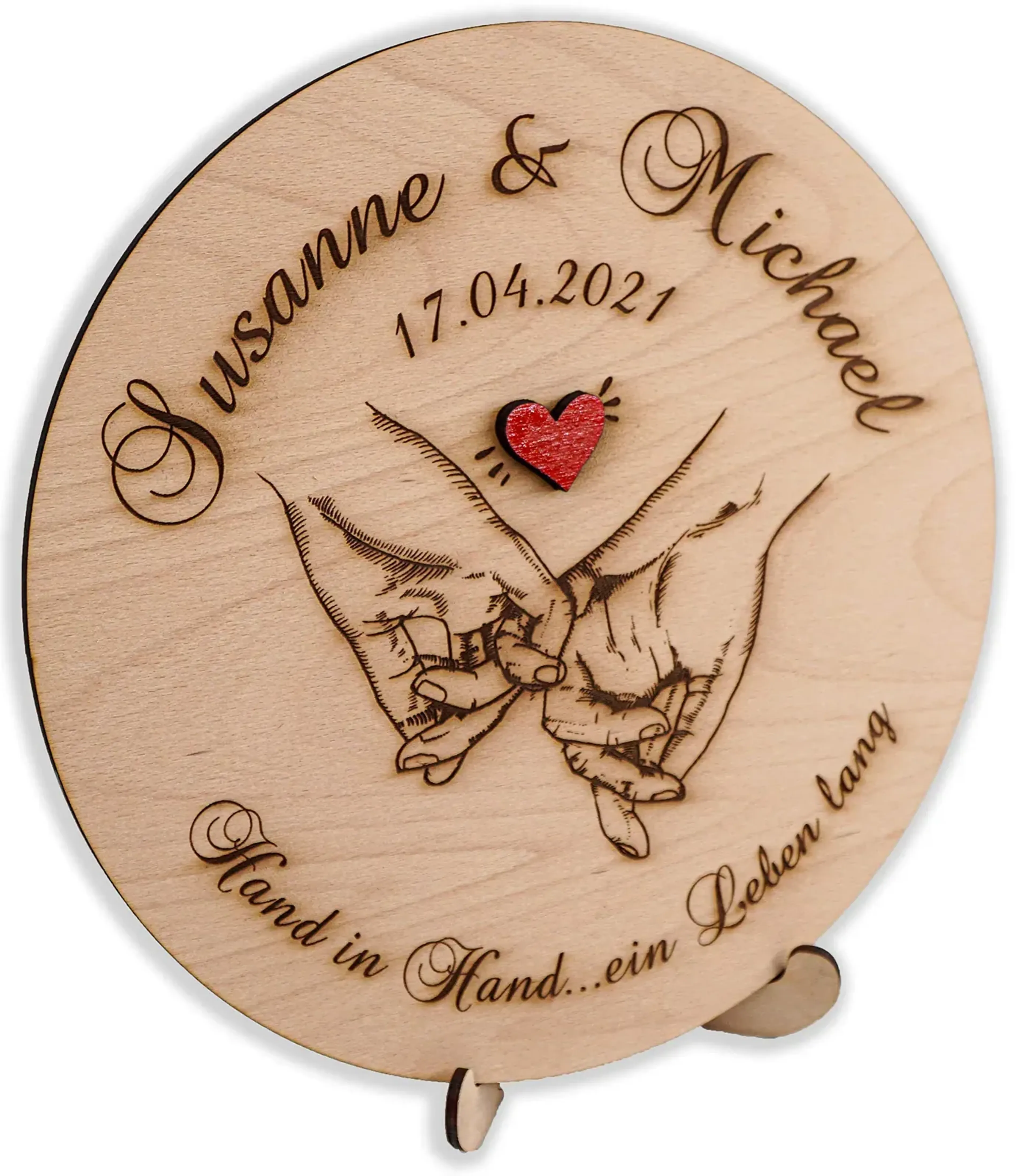 Holzscheibe mit Name, Datum und Motiv – Ansicht 2