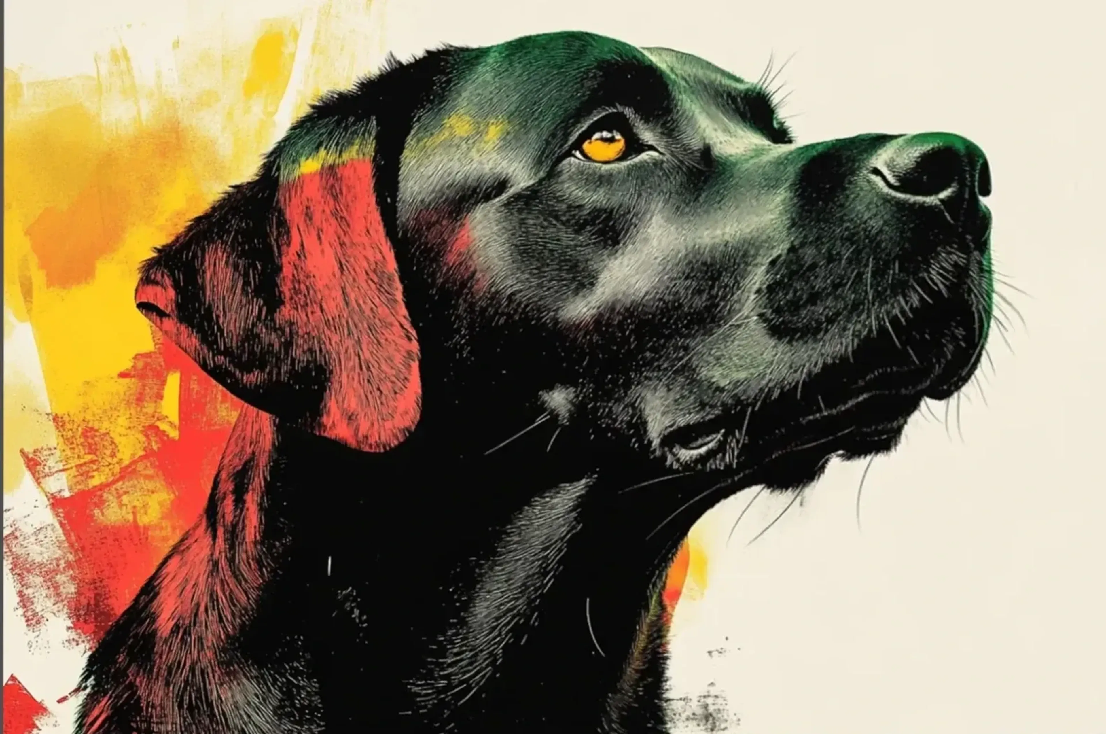 Labrador mit goldenem Blick – Motiv als Wandbild auf Holz