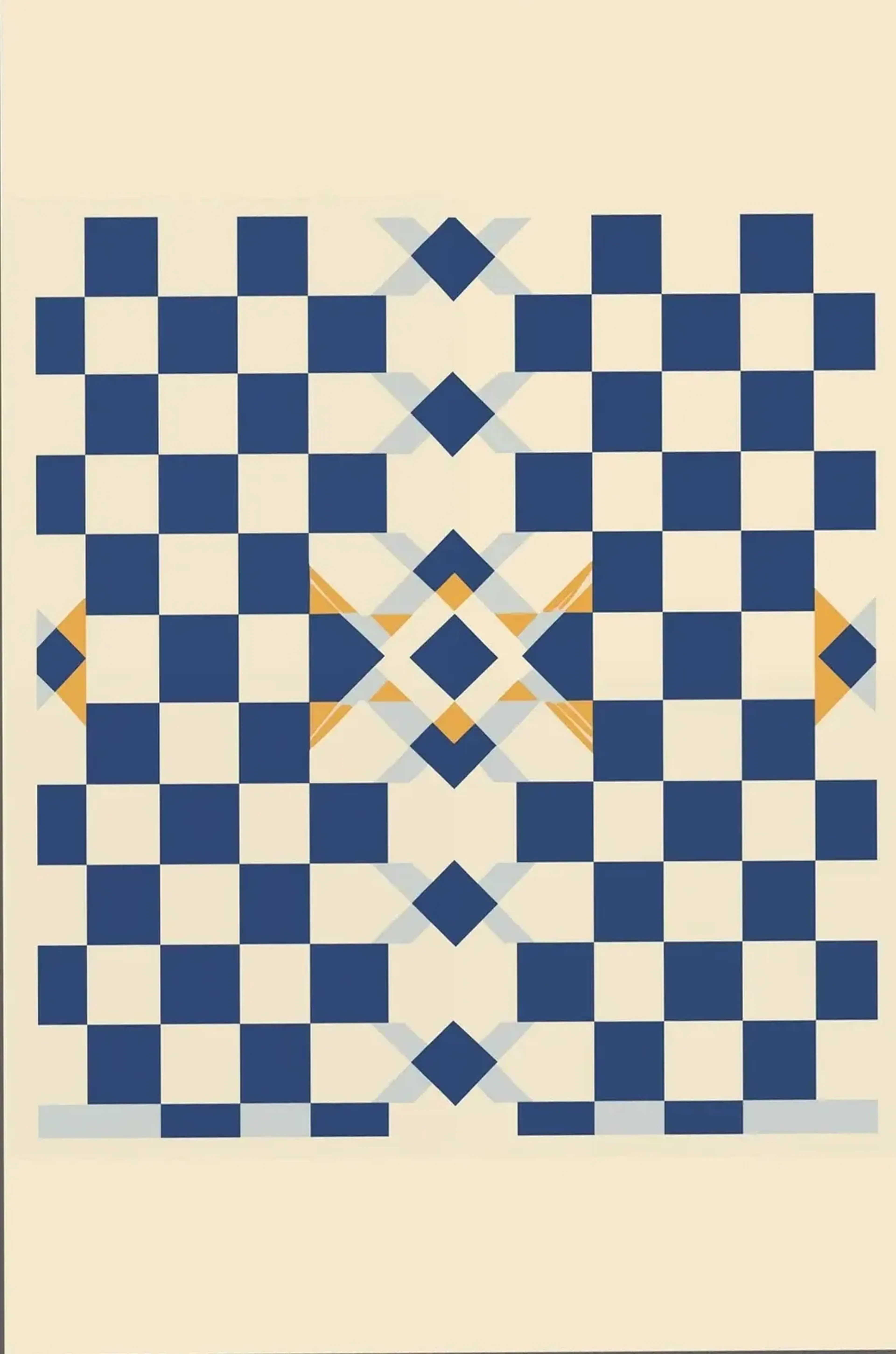 Schachbrett mit Rauten – Motiv als Wandbild auf Holz