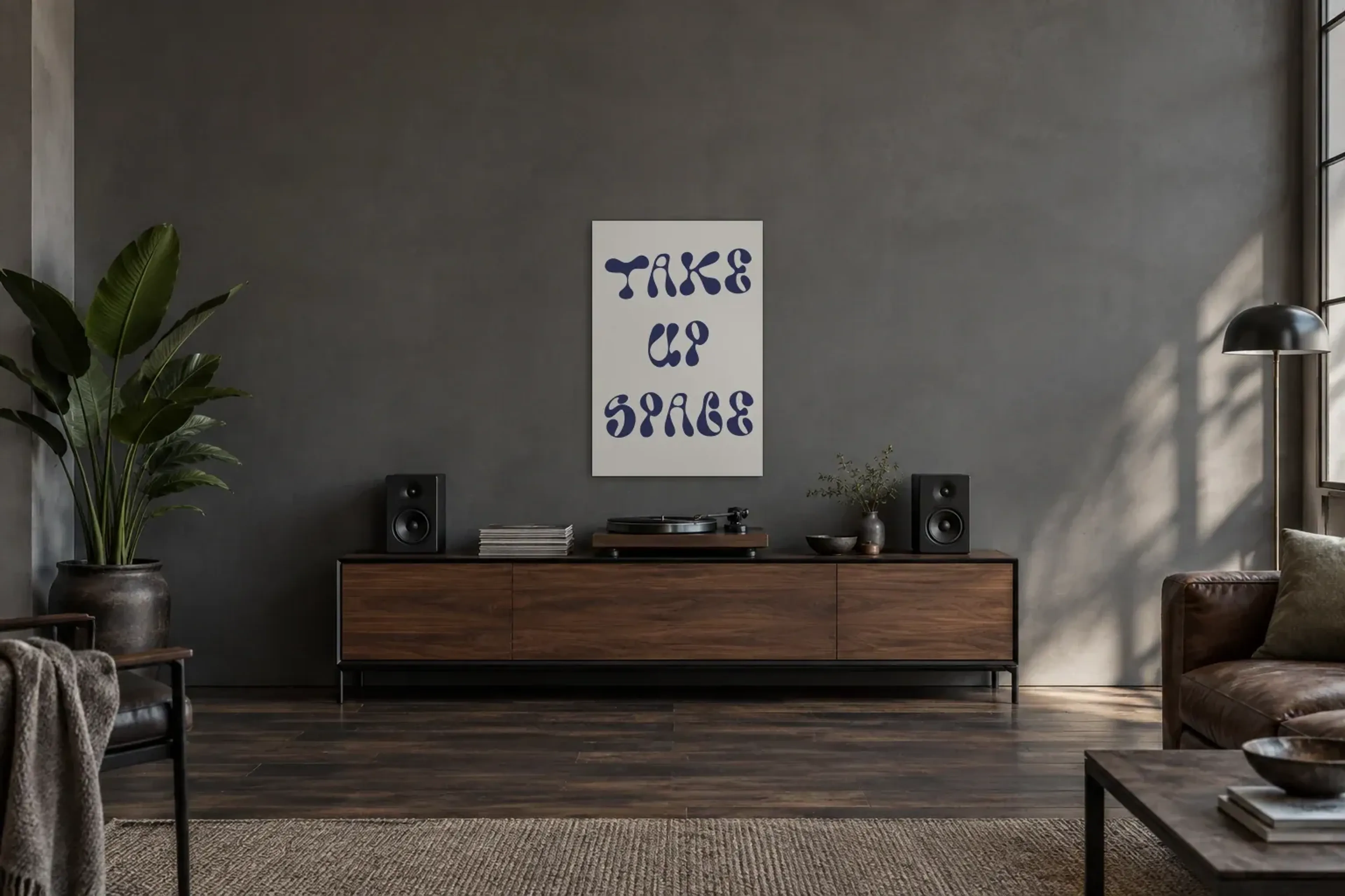 Take Up Space als Wandbild über einem 200-cm-Sideboard