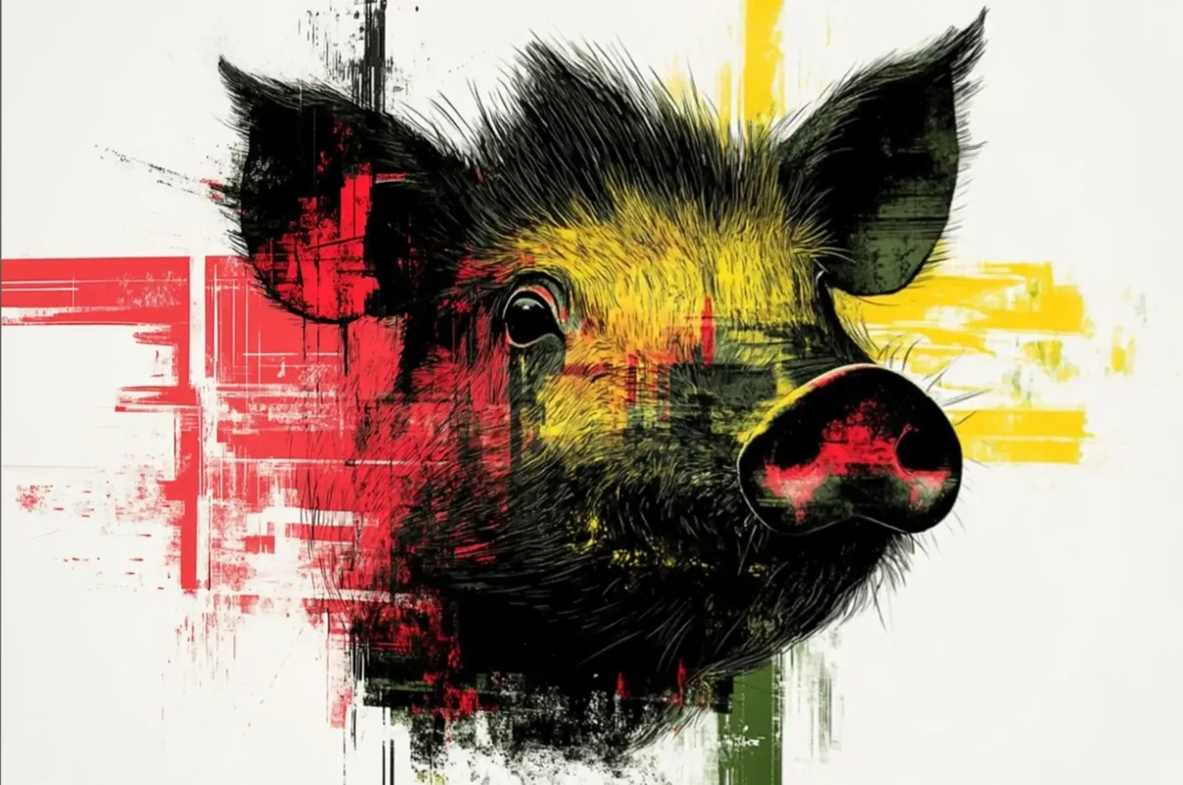 Wildschwein auf hellem Grund – Motiv als Wandbild auf Holz