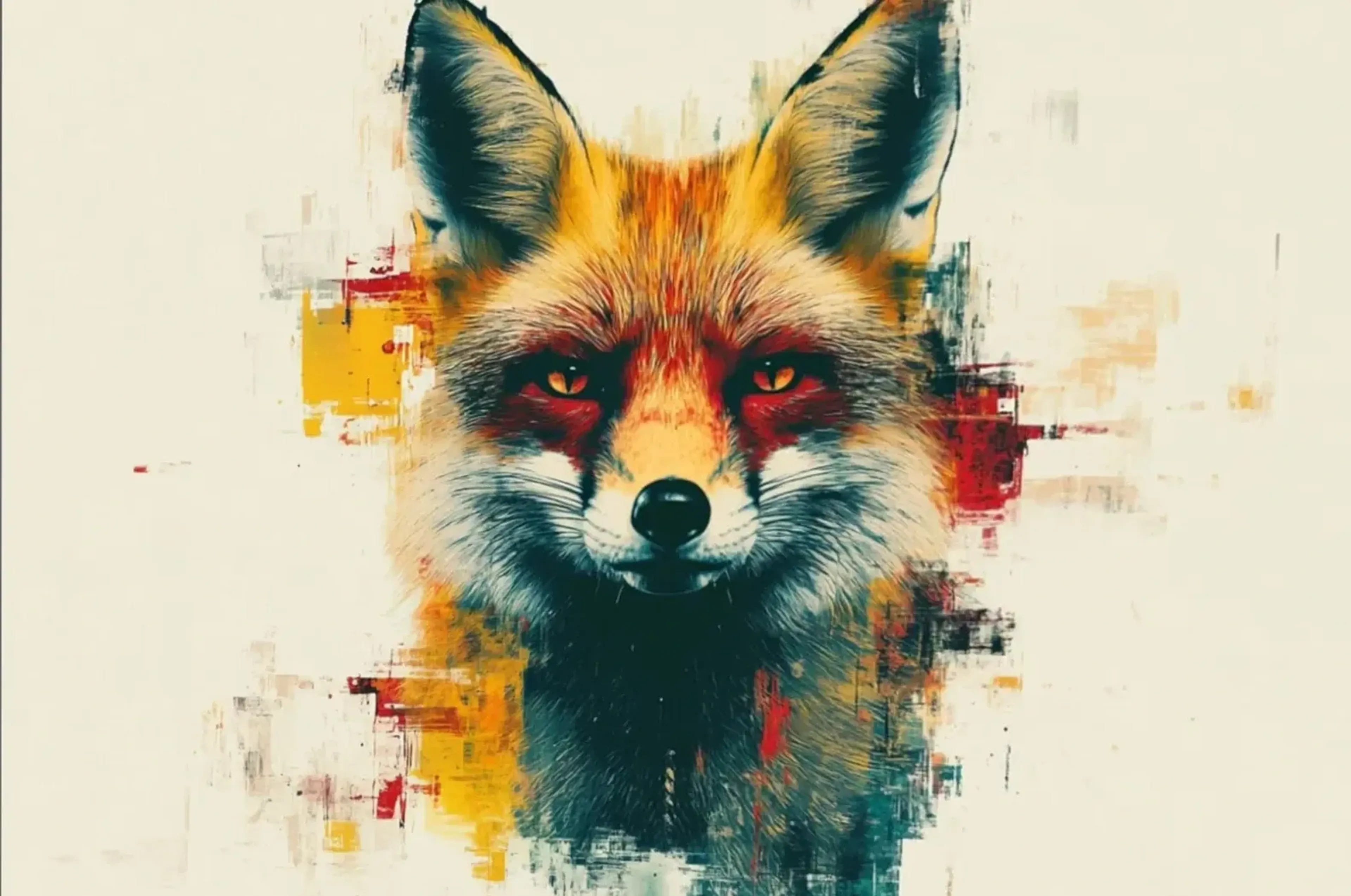 Fuchs auf Creme – Motiv als Wandbild auf Holz