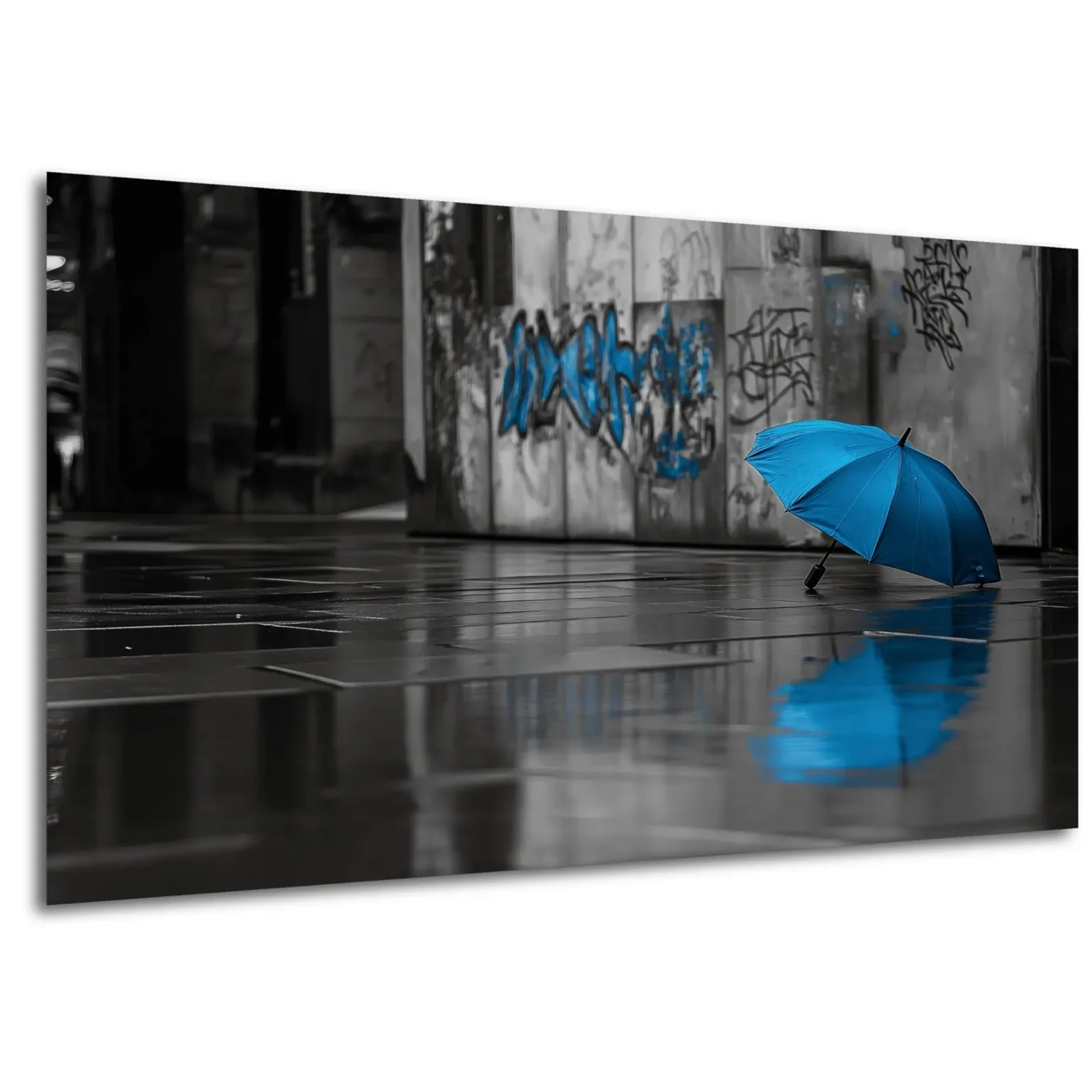 Blauer Schirm im Regen – Ansicht 5