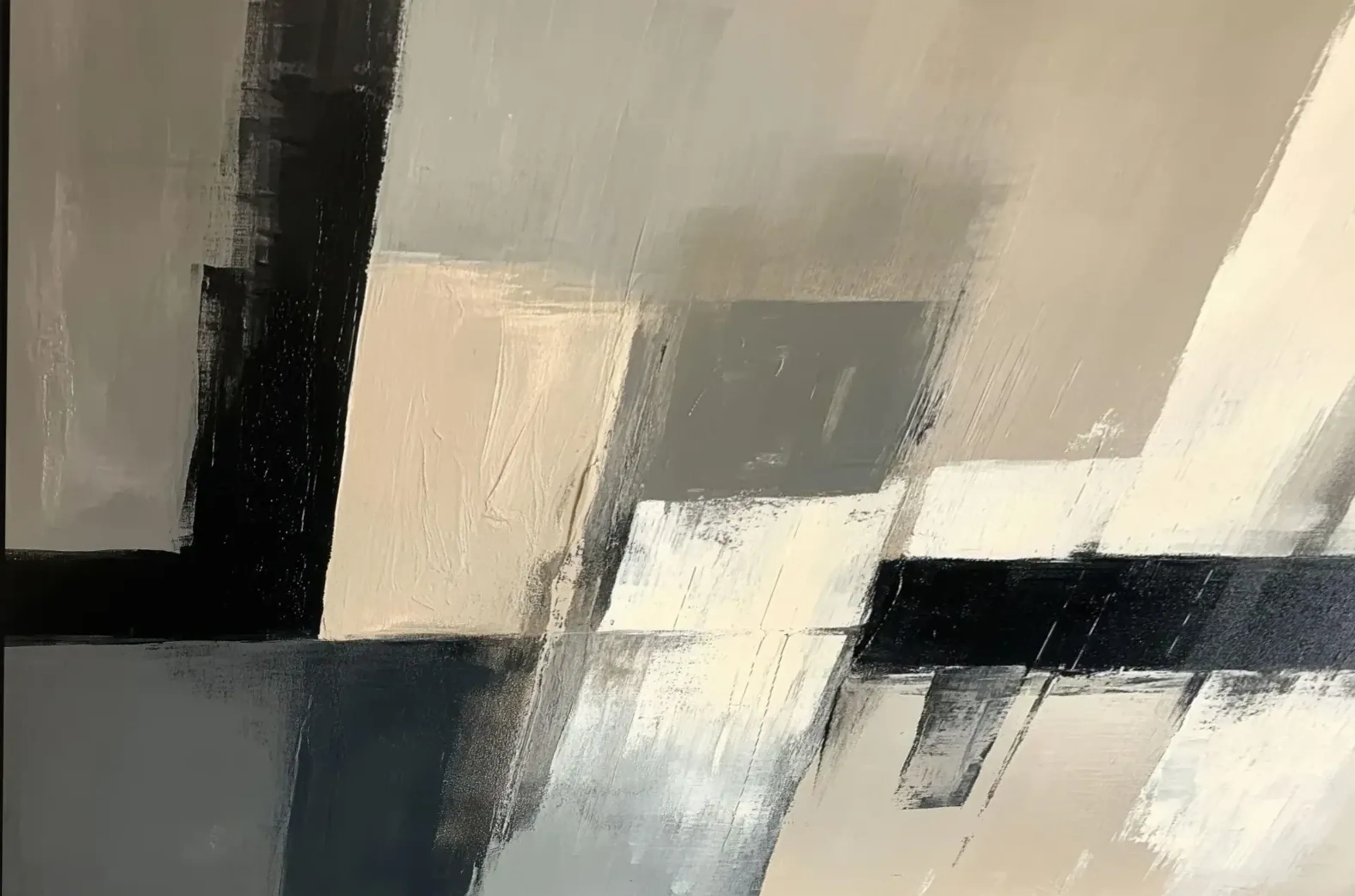 Beige Abstrakt – Motiv als Wandbild auf Holz