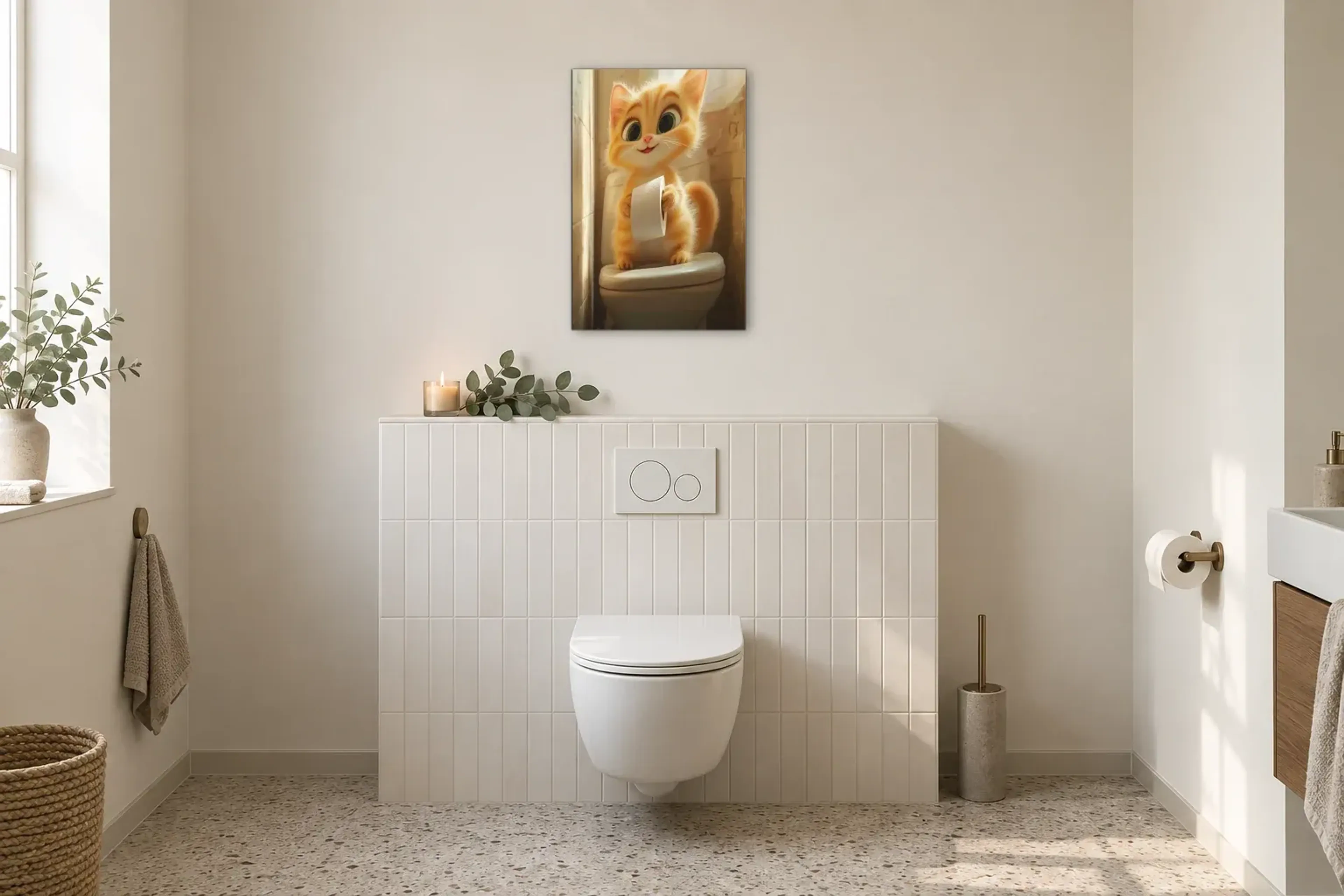 Kätzchen im Sonnenlicht als Wandbild im Gäste-WC