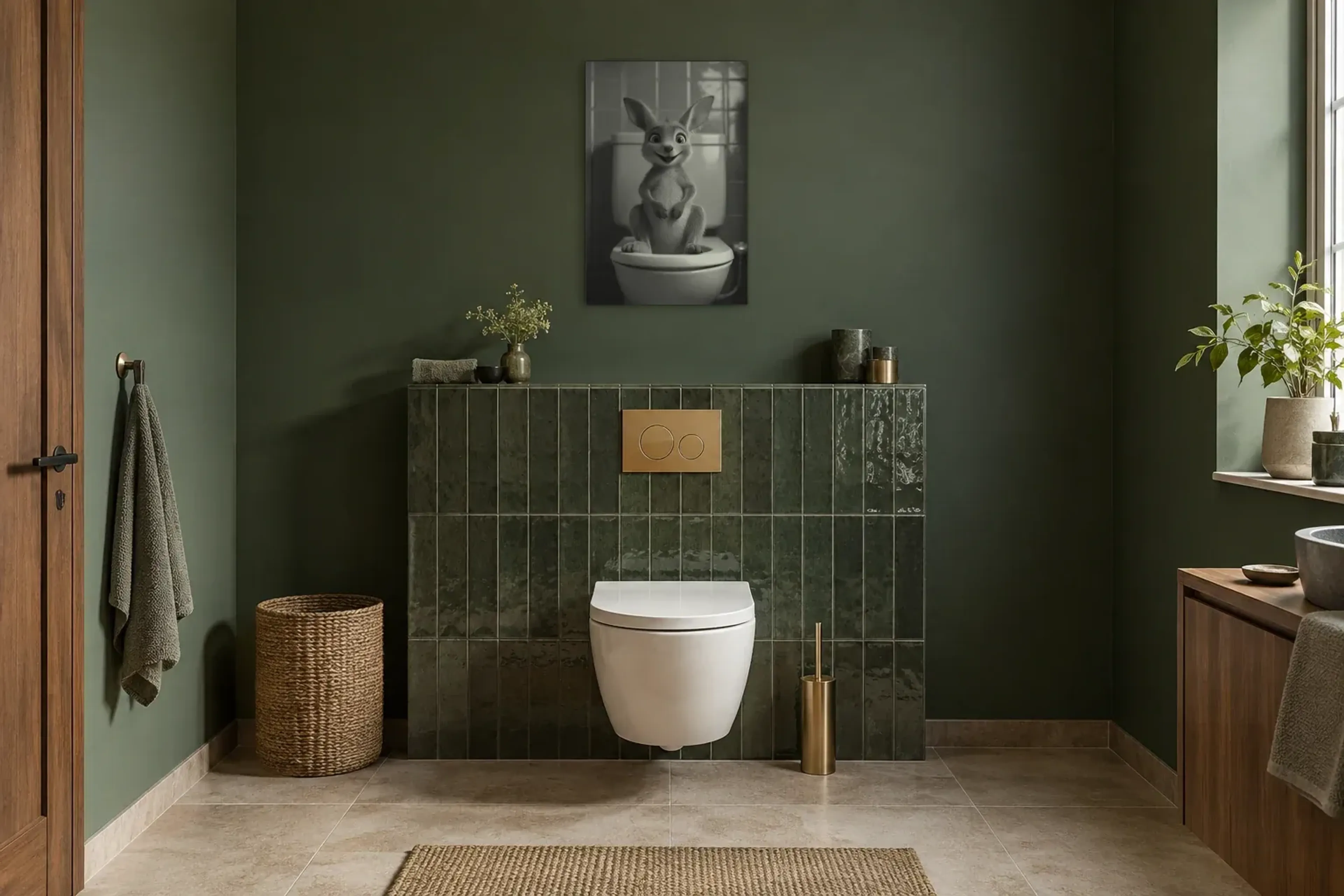 Känguru auf Toilette als Wandbild im Gäste-WC