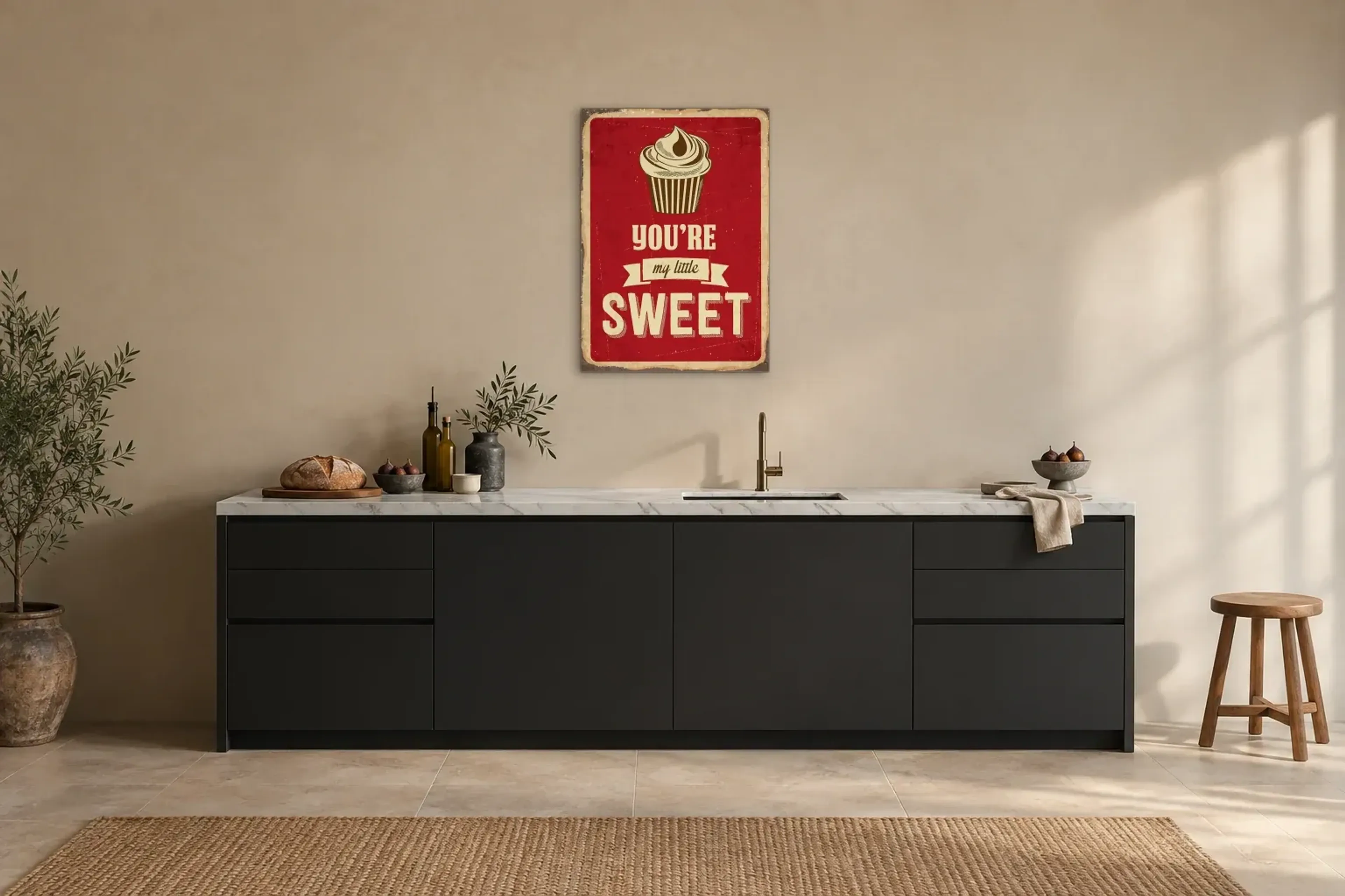 Sweet Cupcake als Wandbild über einer 200-cm-Arbeitsplatte
