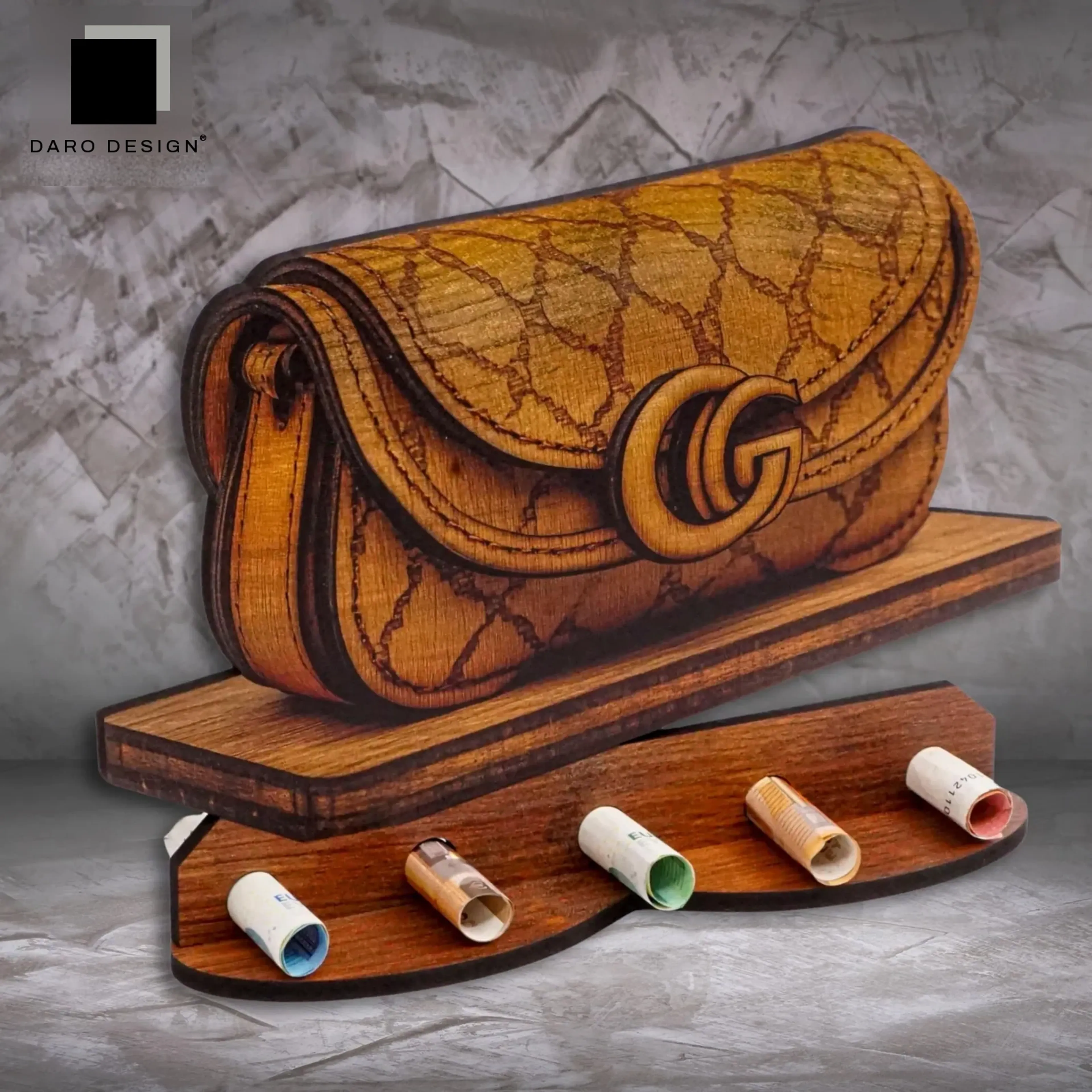 Geldgeschenk „Handtasche“ in Holzoptik – Ansicht 3
