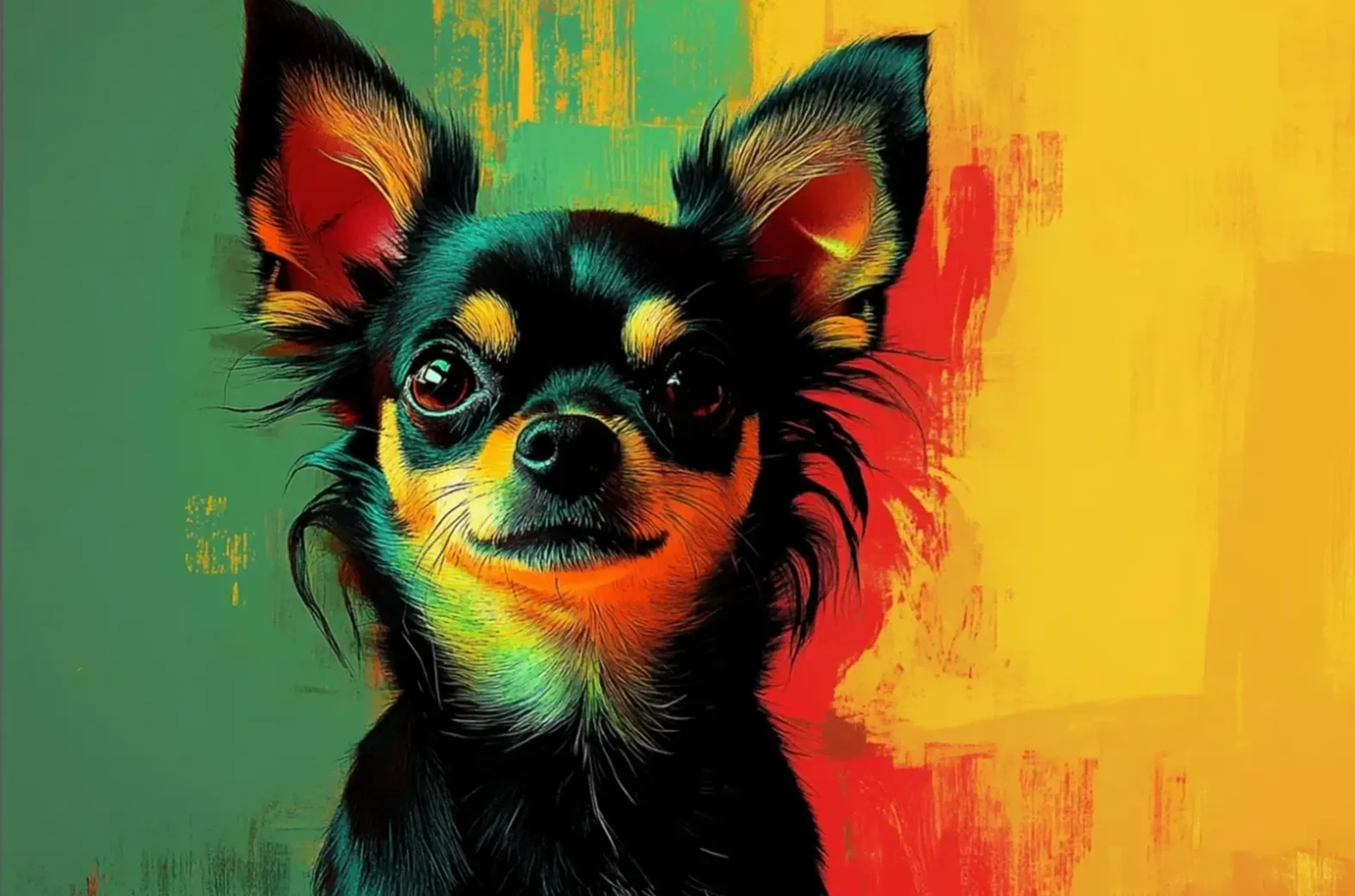 Chihuahua mit wachem Blick – Motiv als Wandbild auf Holz