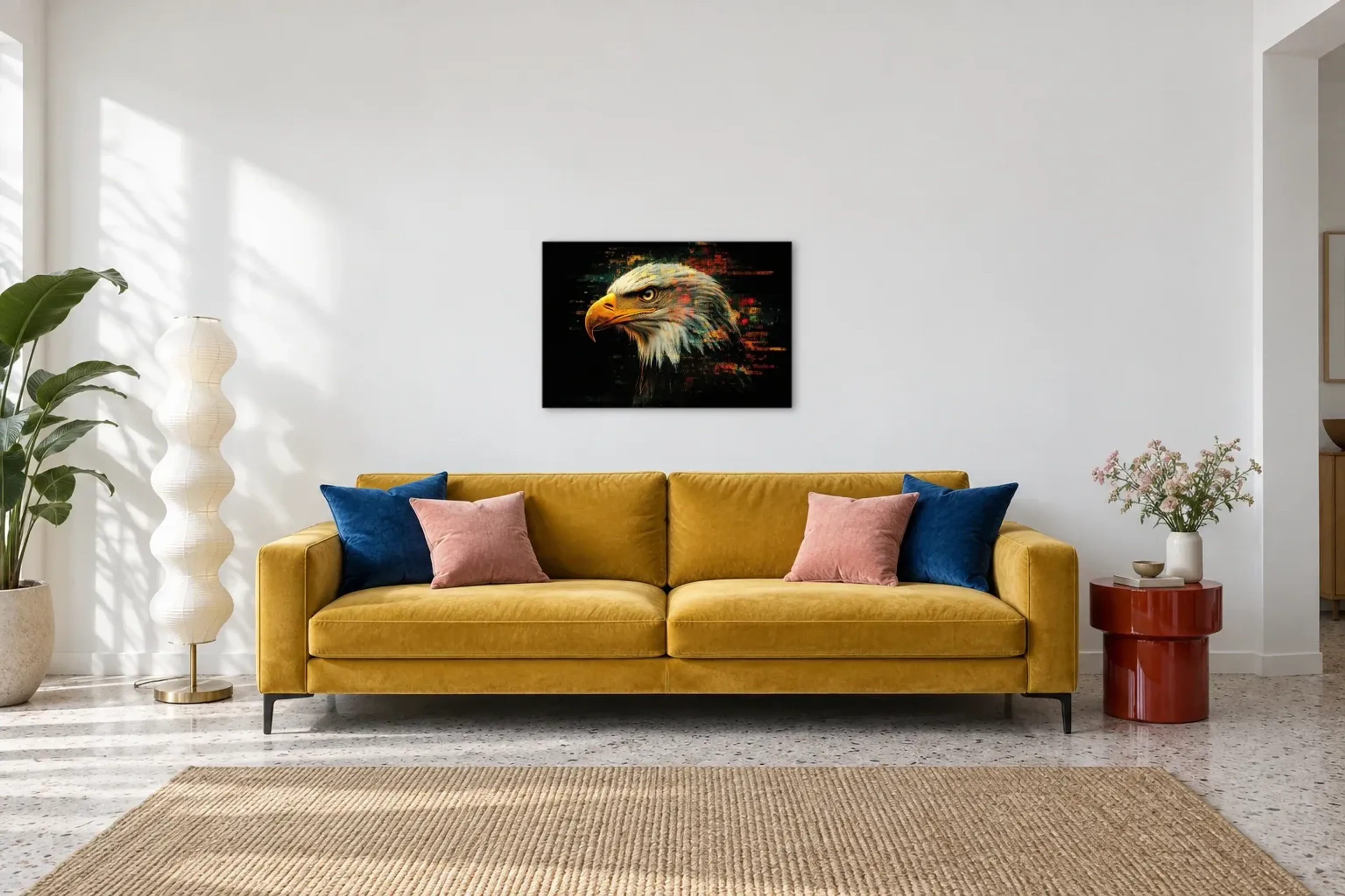 Adler im Profil aus der Kollektion Pop-Art-Tiere im Raum
