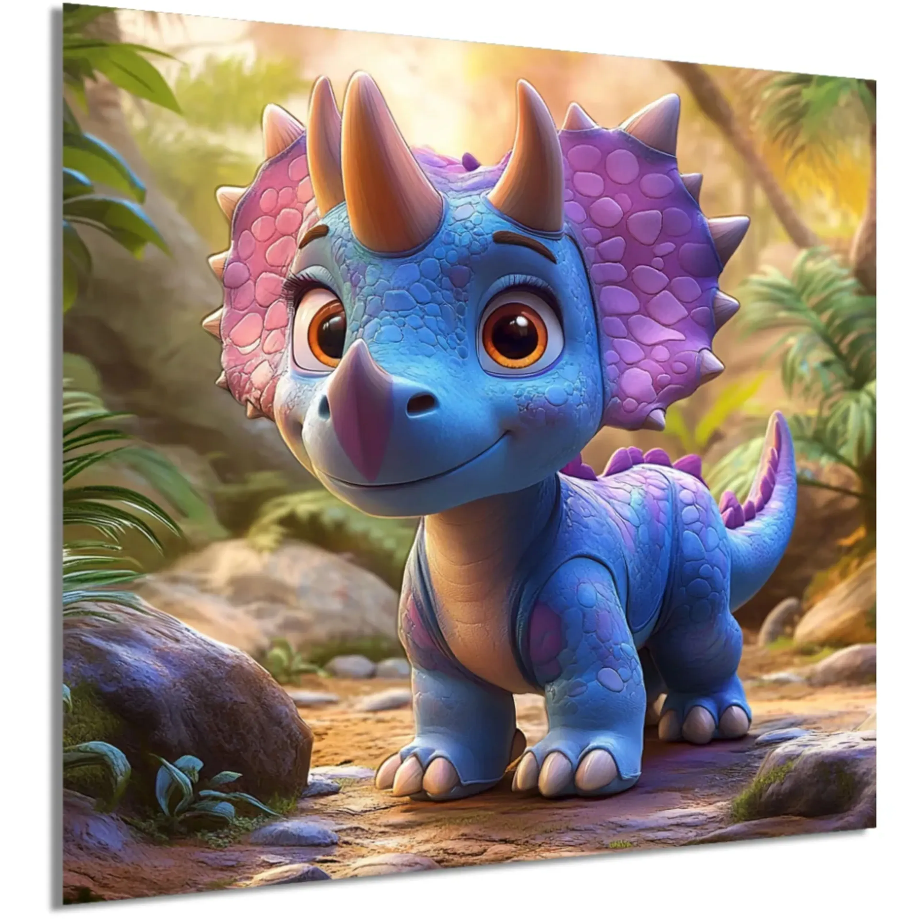 Blauer Dino mit lila Nackenschild – Ansicht 5