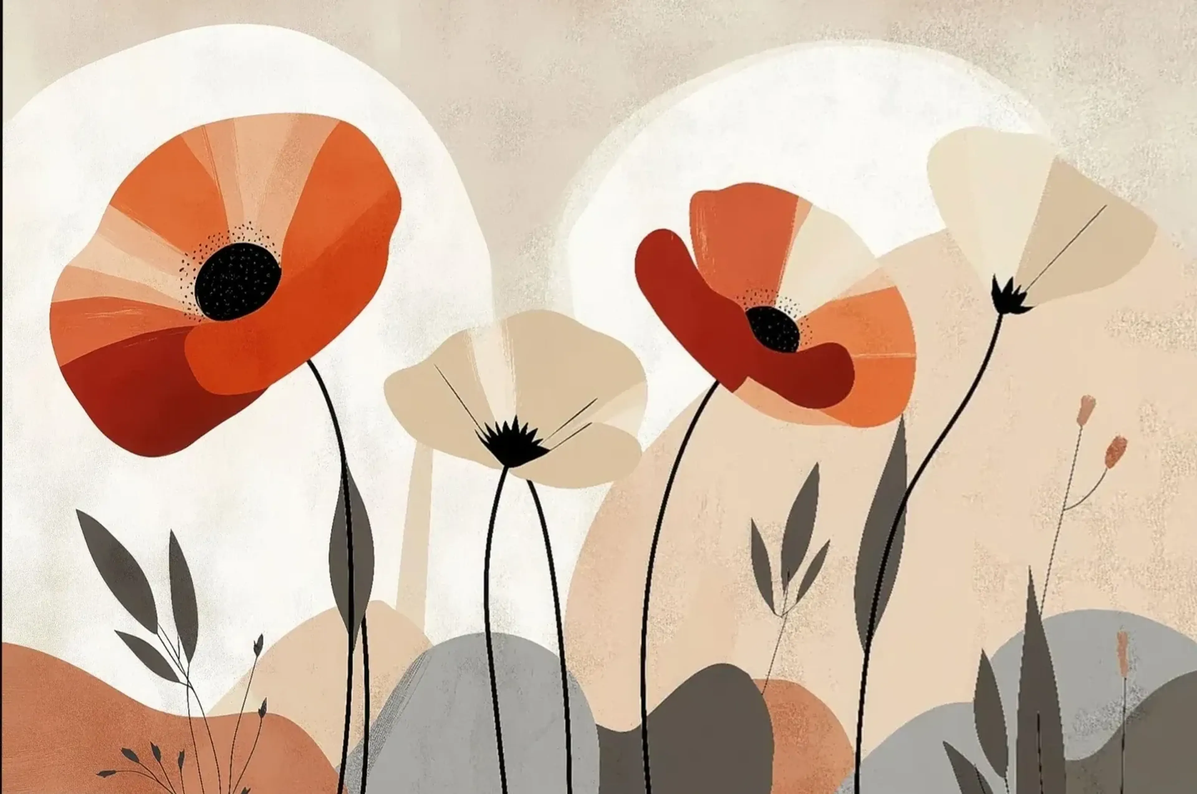 Rote Blüten – Motiv als Wandbild auf Holz