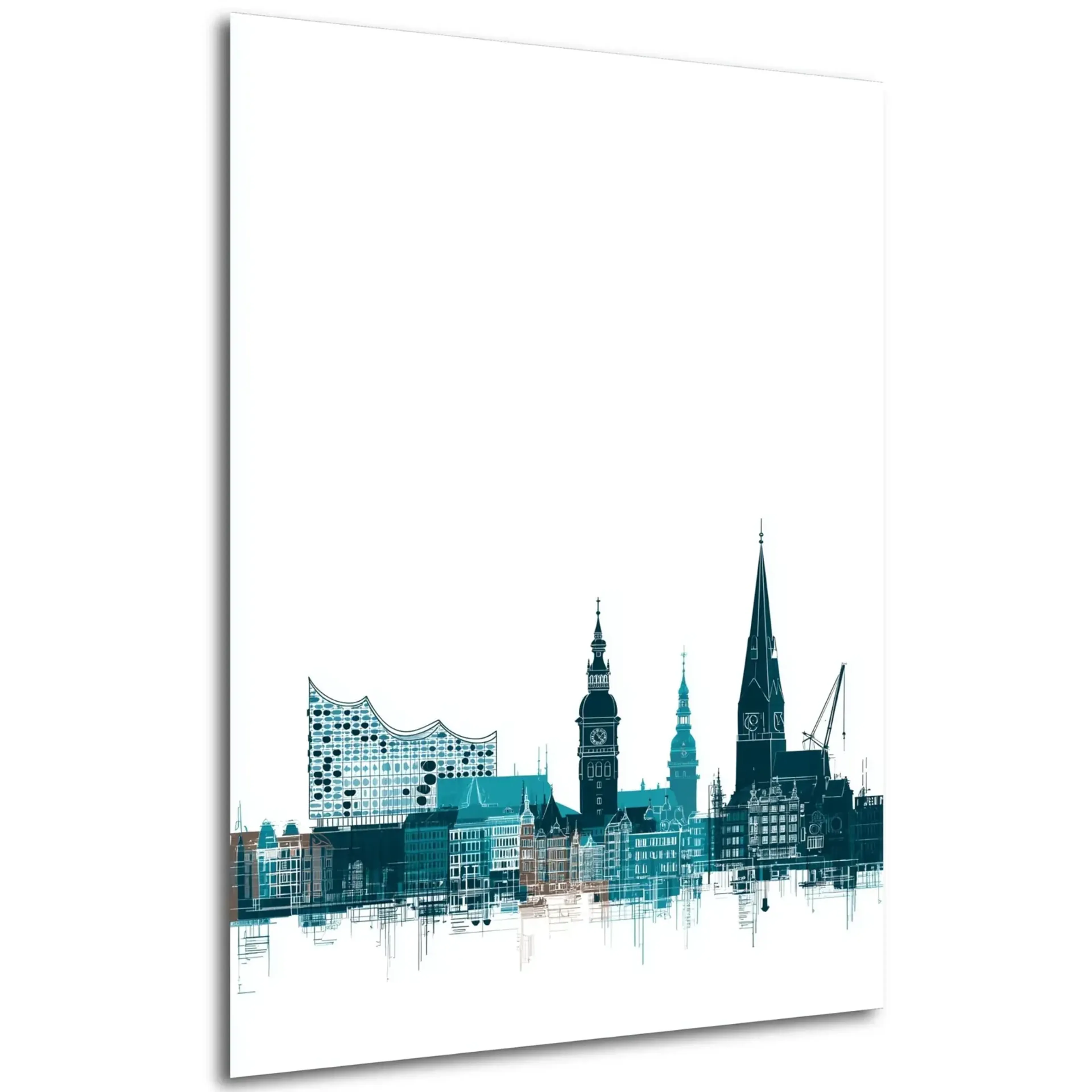 Hamburger Skyline in Petrol