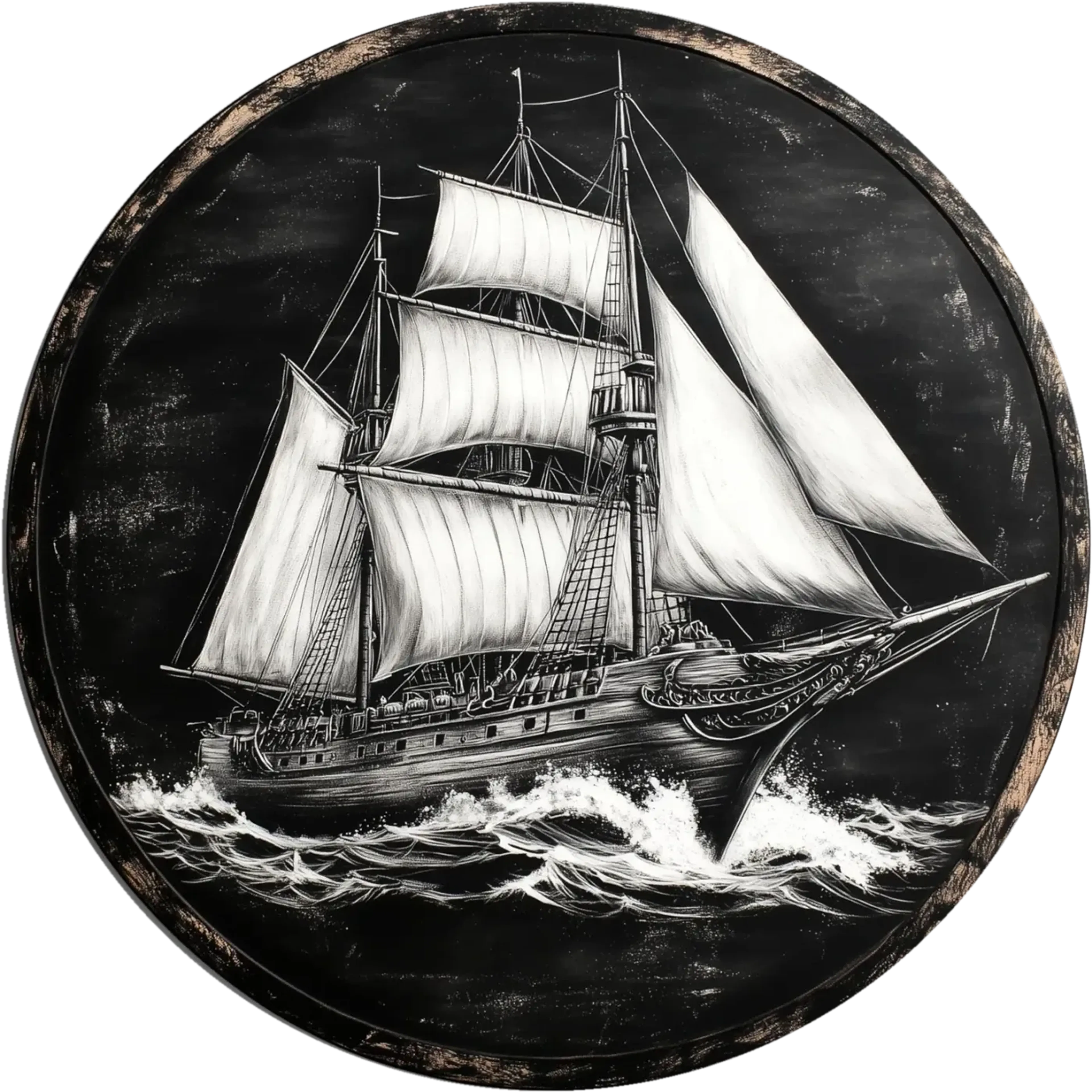 Segelschiff – Motiv als Wandbild auf Holz