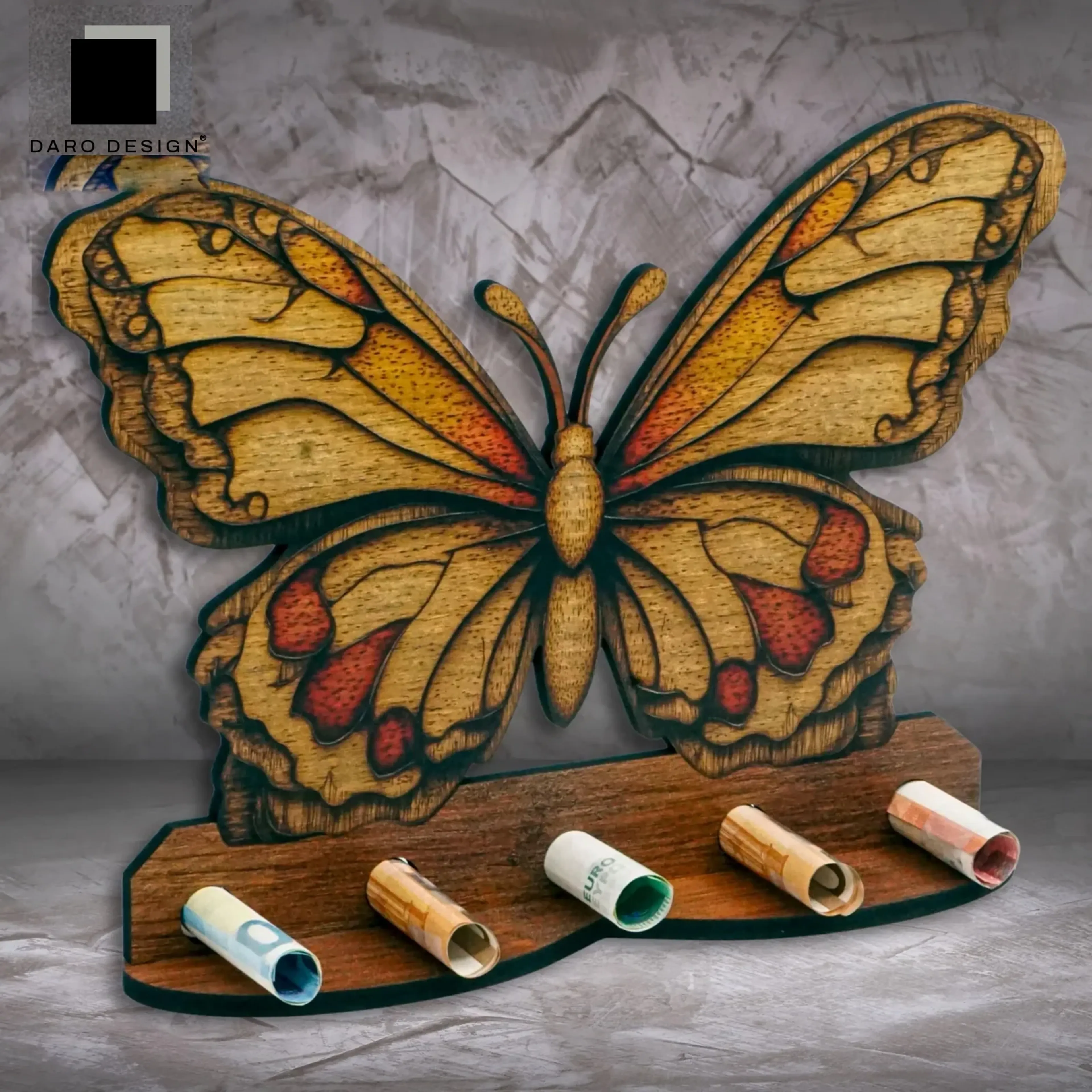 Geldgeschenk „Schmetterling“ in Holzoptik – Ansicht 3