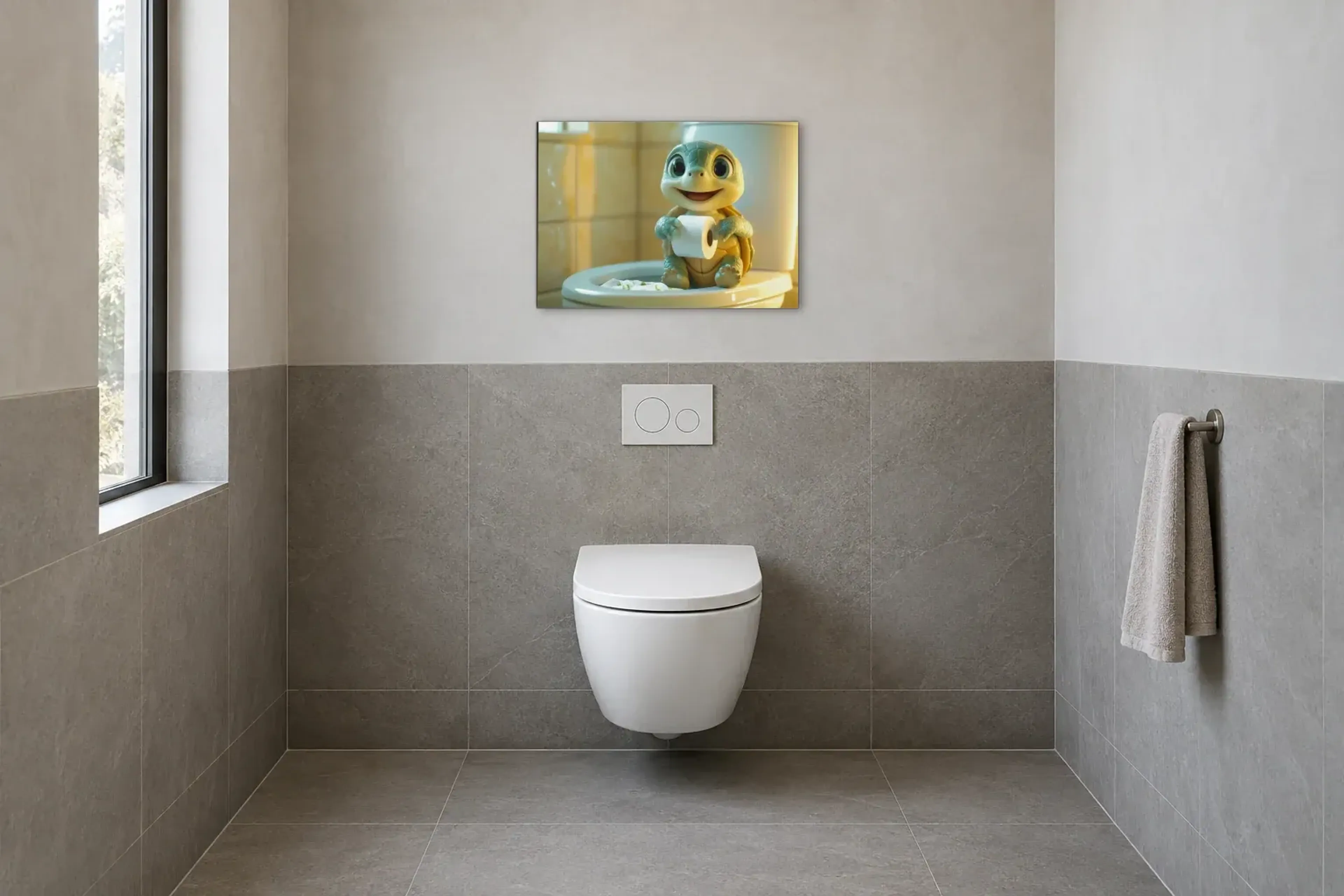 Schildkröte im Sonnenlicht als Wandbild im Gäste-WC