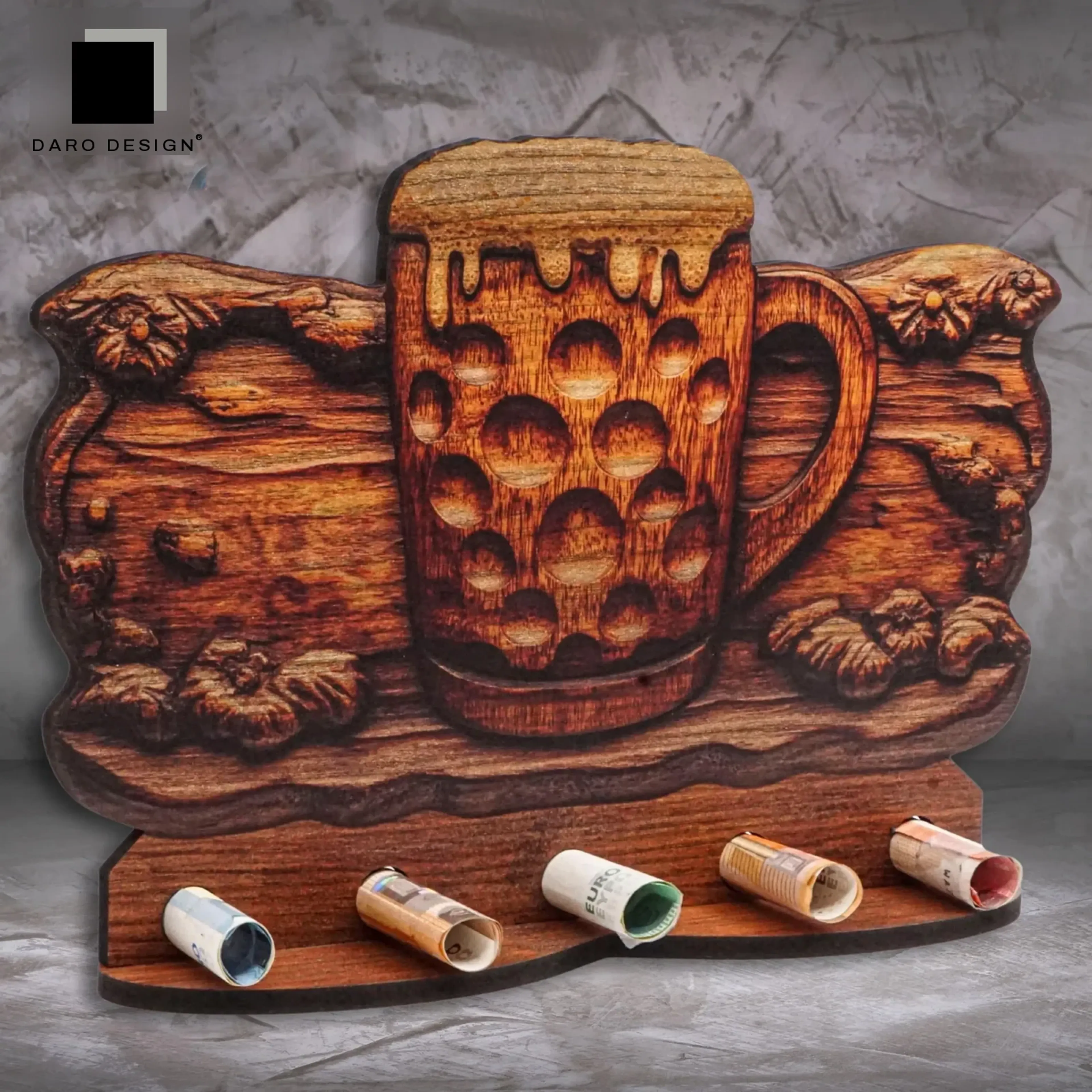 Geldgeschenk „Krug Bier“ in Holzoptik – Ansicht 3