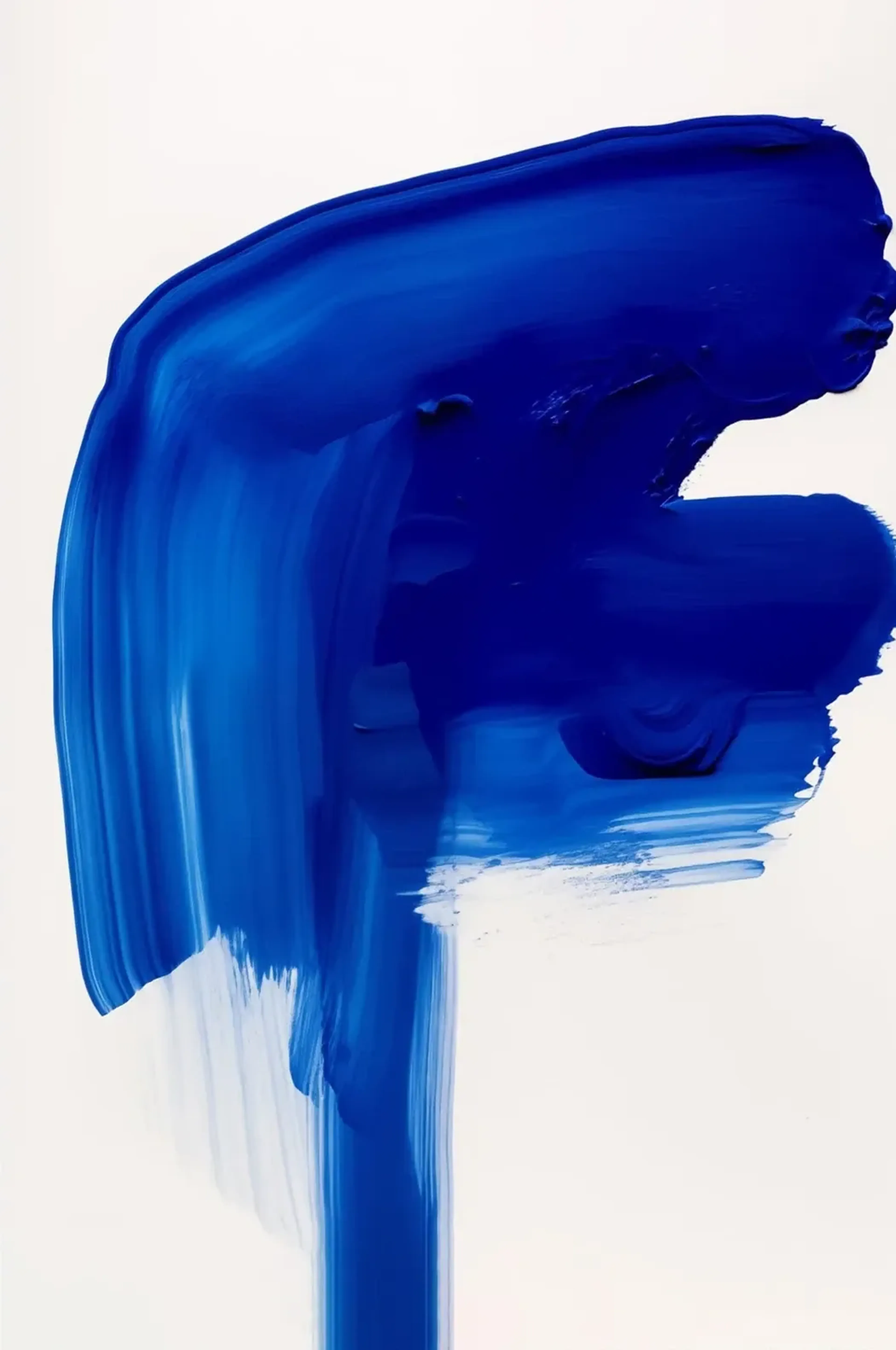 Blauer Farbschwung – Motiv als Wandbild auf Holz