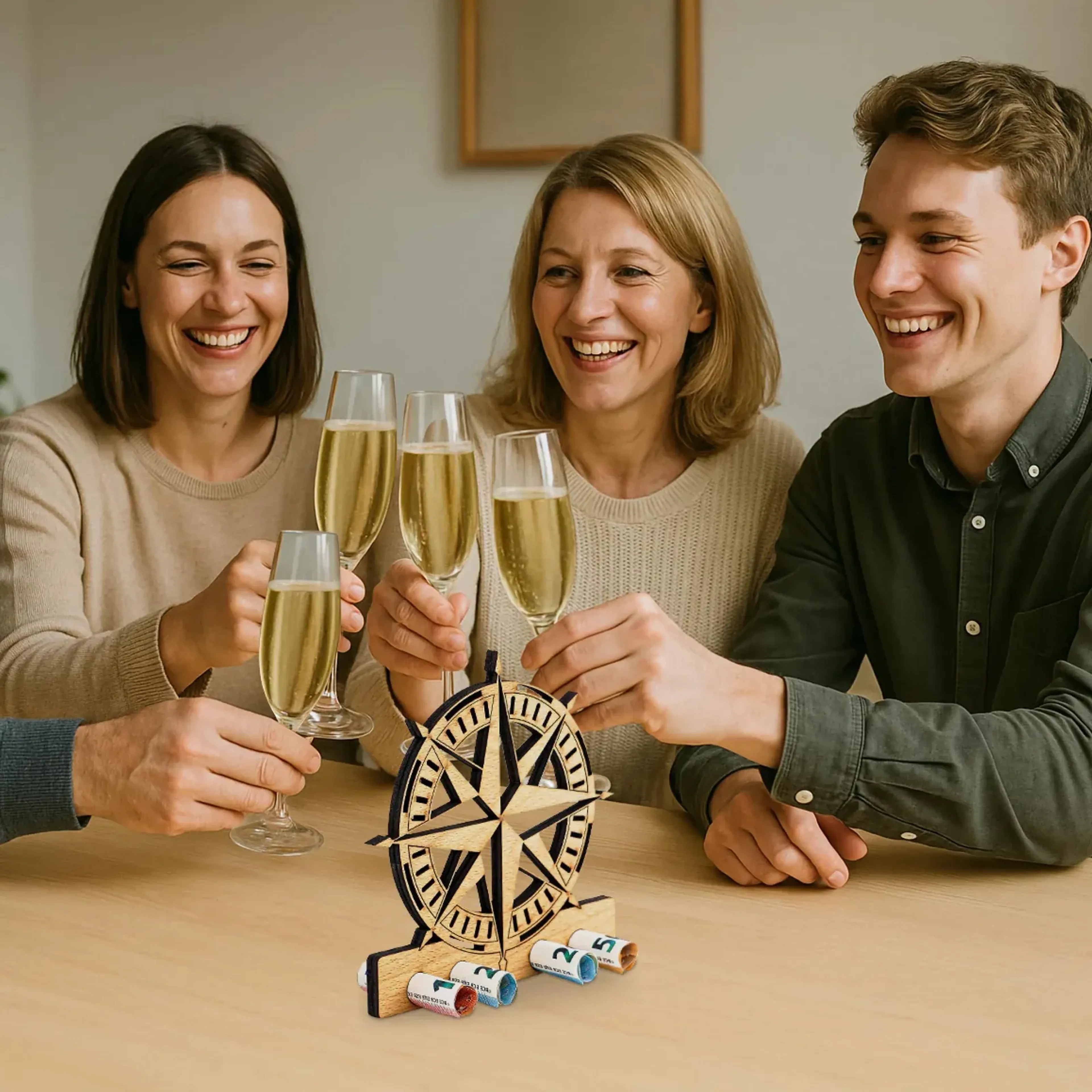 Geldgeschenk „Windrose“ aus Holz – Ansicht 2