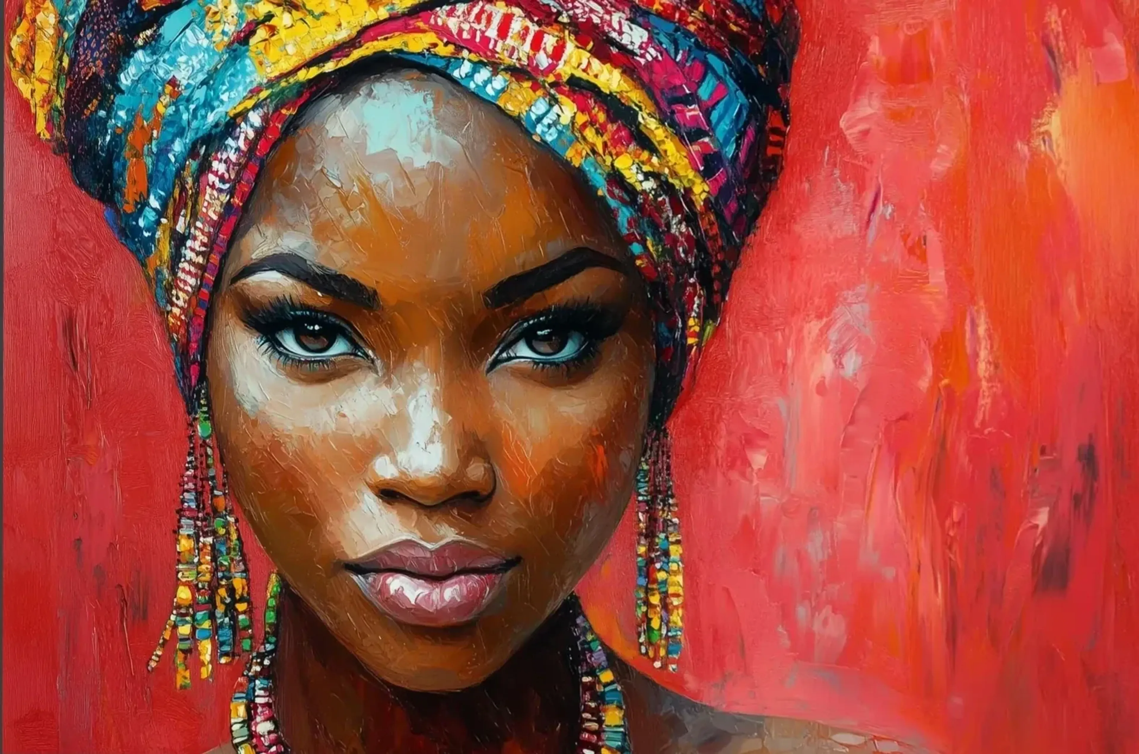 Turbanfrau – Motiv als Wandbild auf Holz