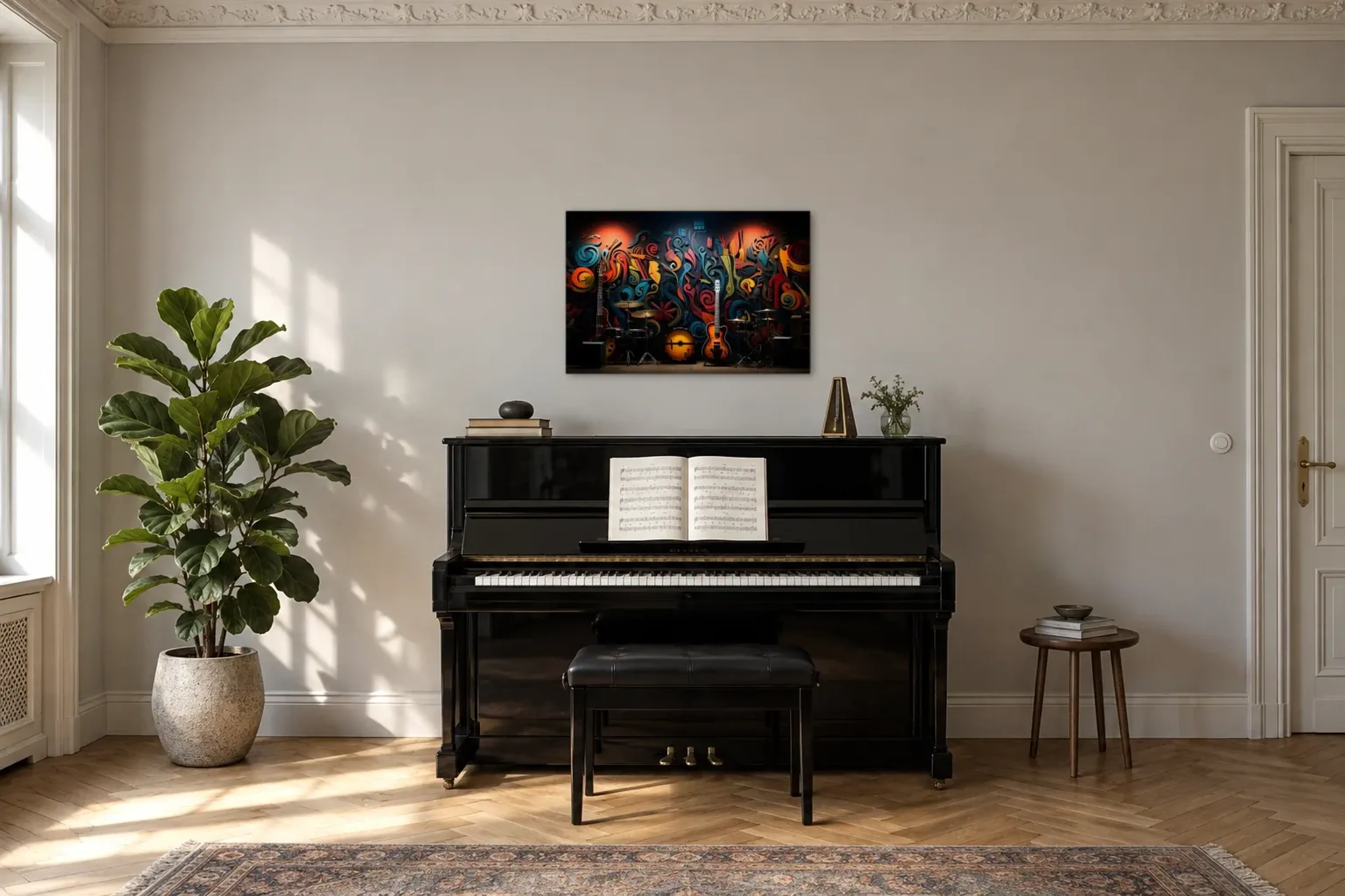 Instrumente vor Graffiti aus der Kollektion Musik im Raum