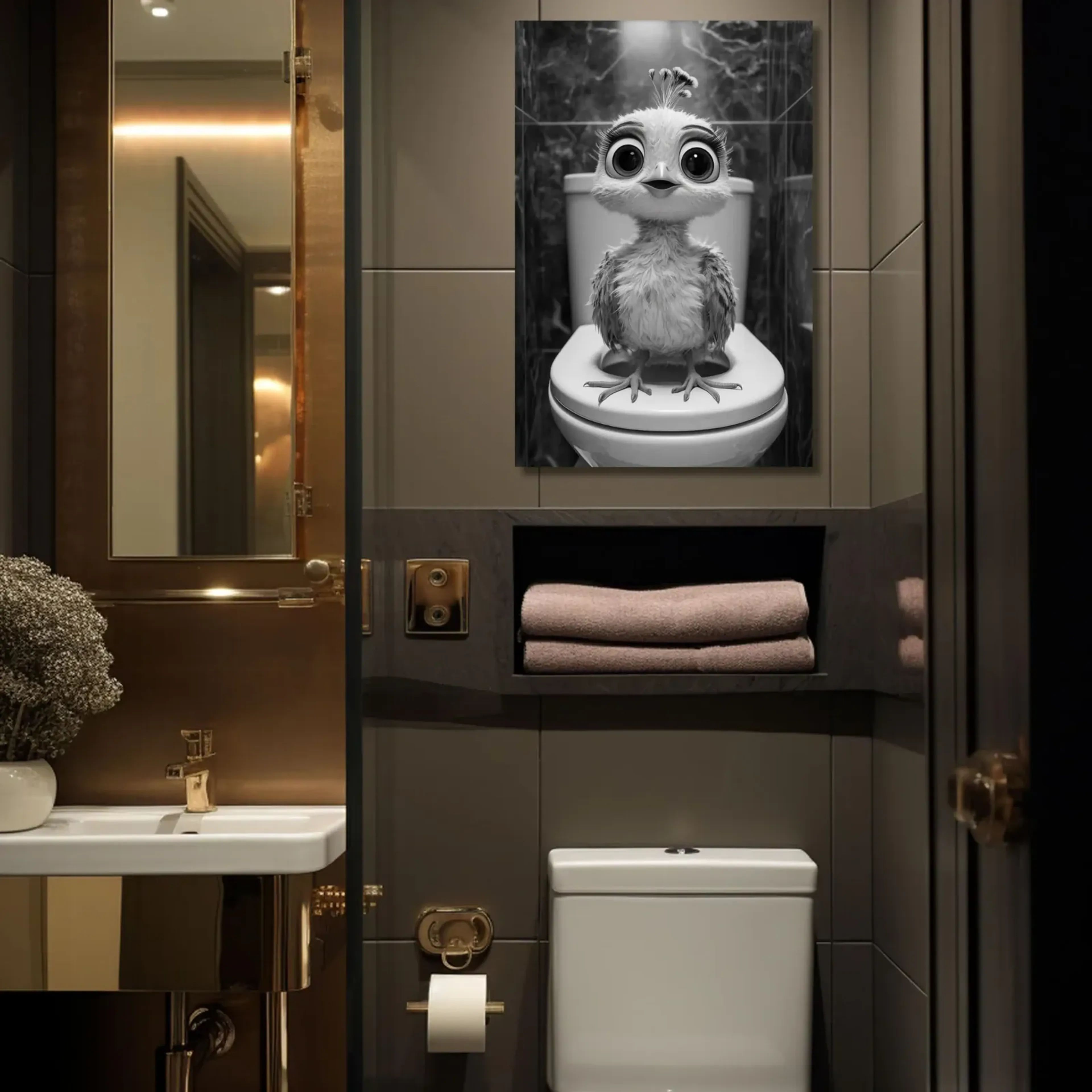 Vogel auf Toilettenbrille – Ansicht 3